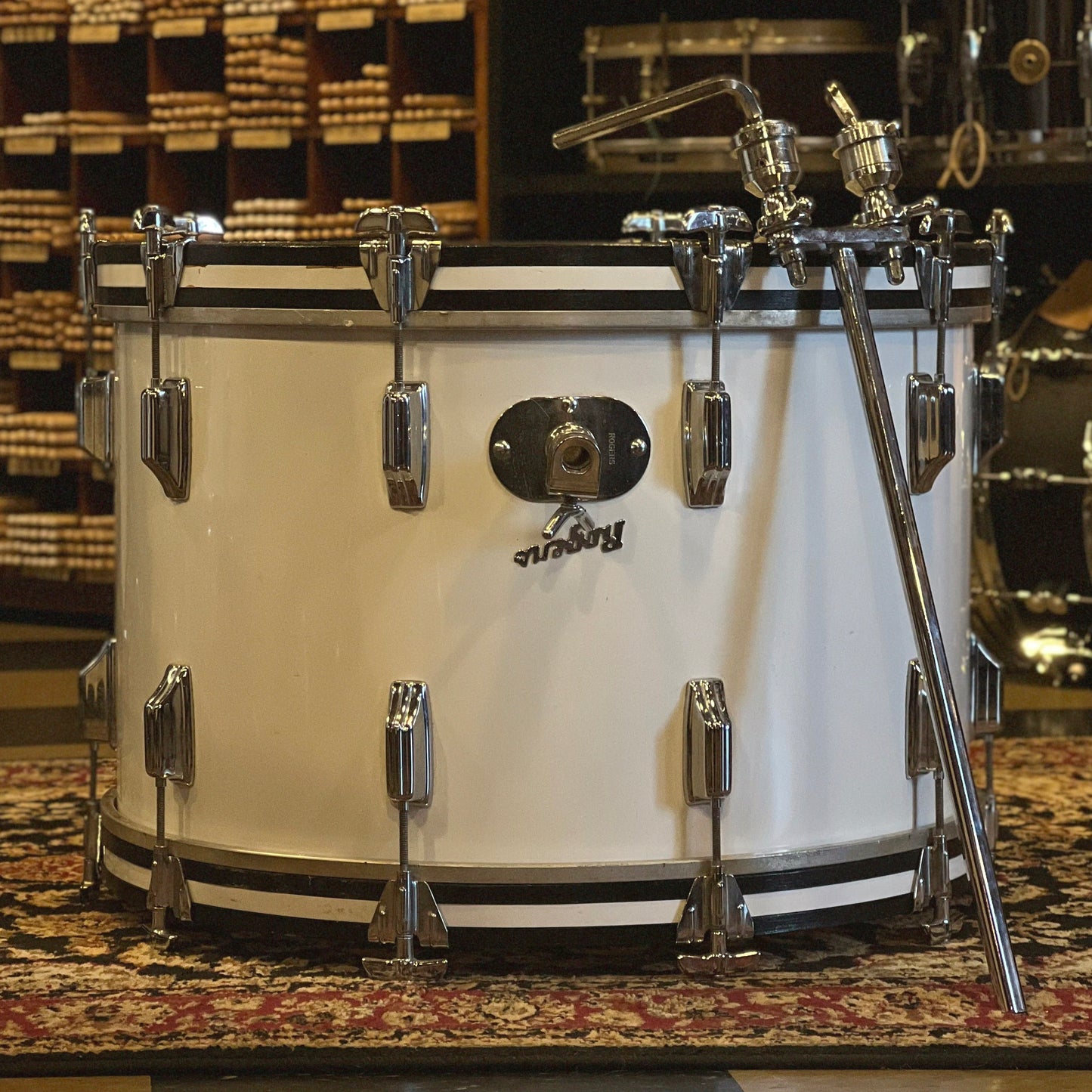 VINTAGE 1970's Rogers Fullerton Era Four Piece Drum Set in New England White - 14x22, 8x12, 9x13, 16x16