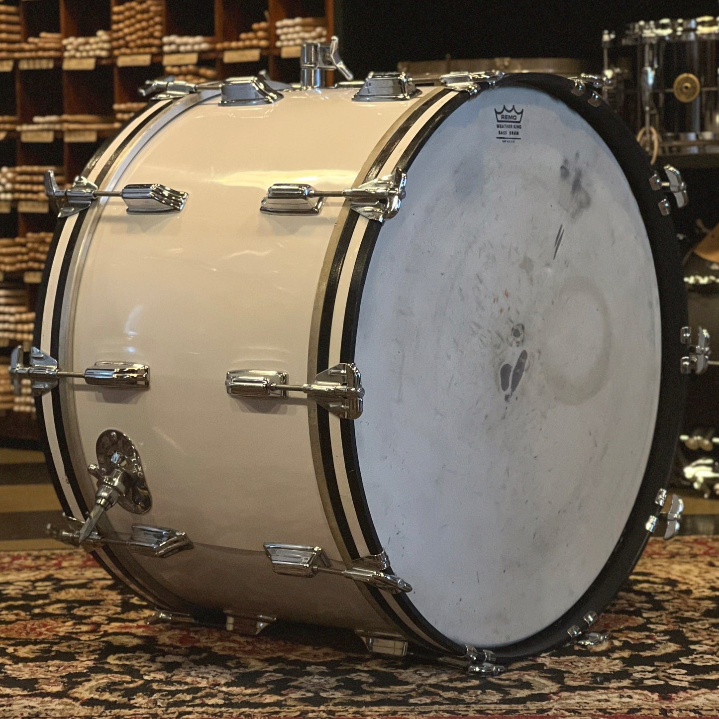 VINTAGE 1970's Rogers Fullerton Era Four Piece Drum Set in New England White - 14x22, 8x12, 9x13, 16x16