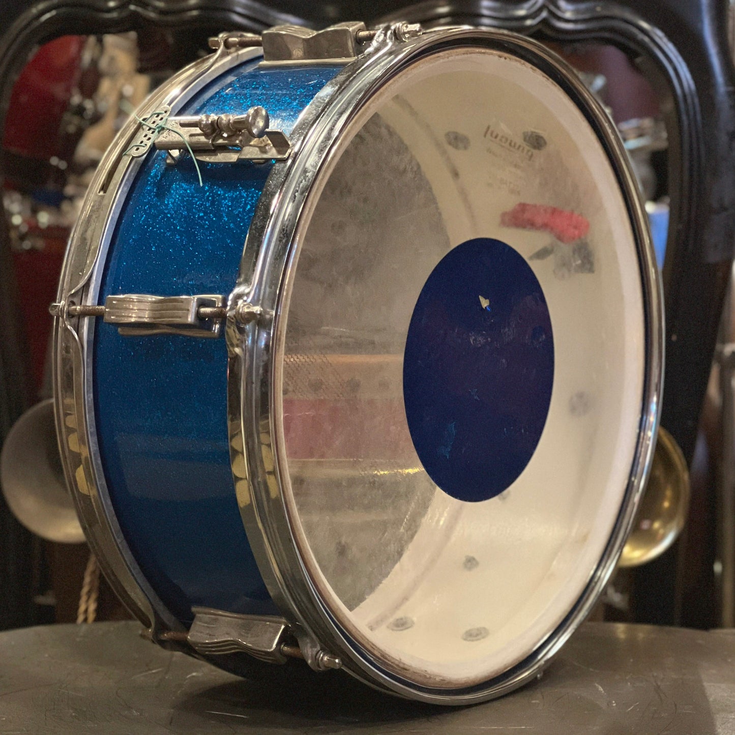 VINTAGE 1966 Ludwig 5x14 Pioneer Snare Drum in Blue Sparkle
