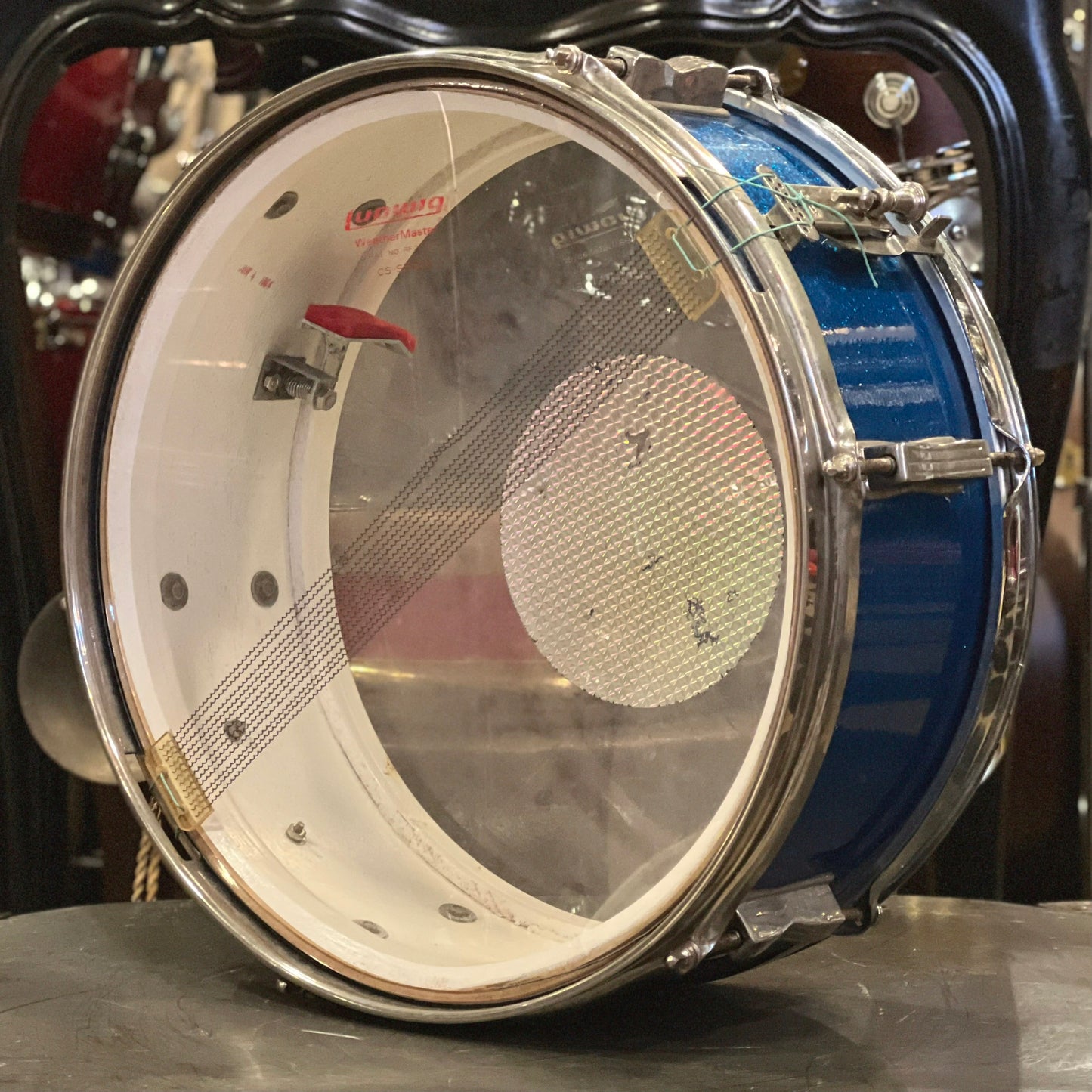 VINTAGE 1966 Ludwig 5x14 Pioneer Snare Drum in Blue Sparkle