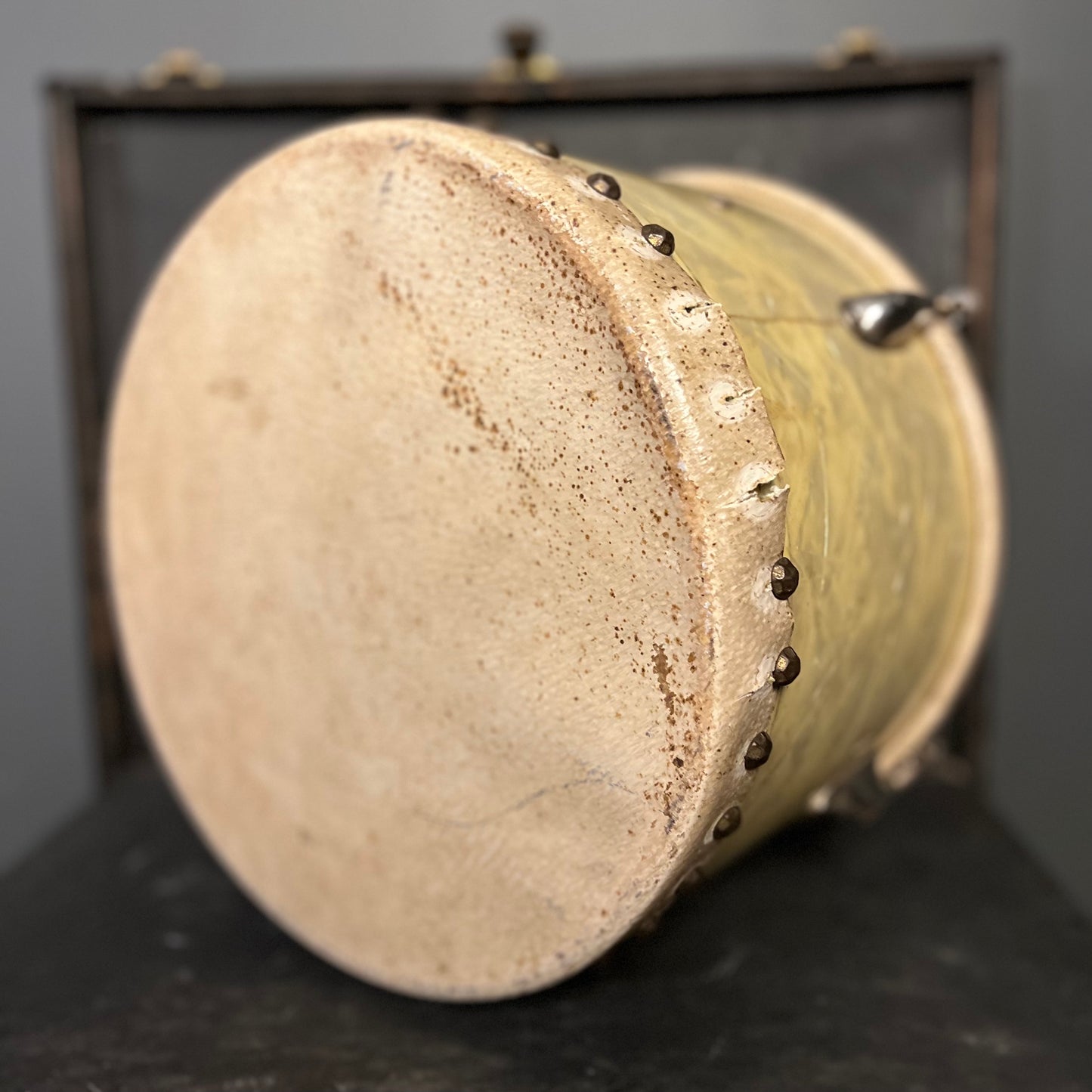 VINTAGE 1940's 8x12 WFL Zephyr Lug Tacked Tom in White Marine Pearl