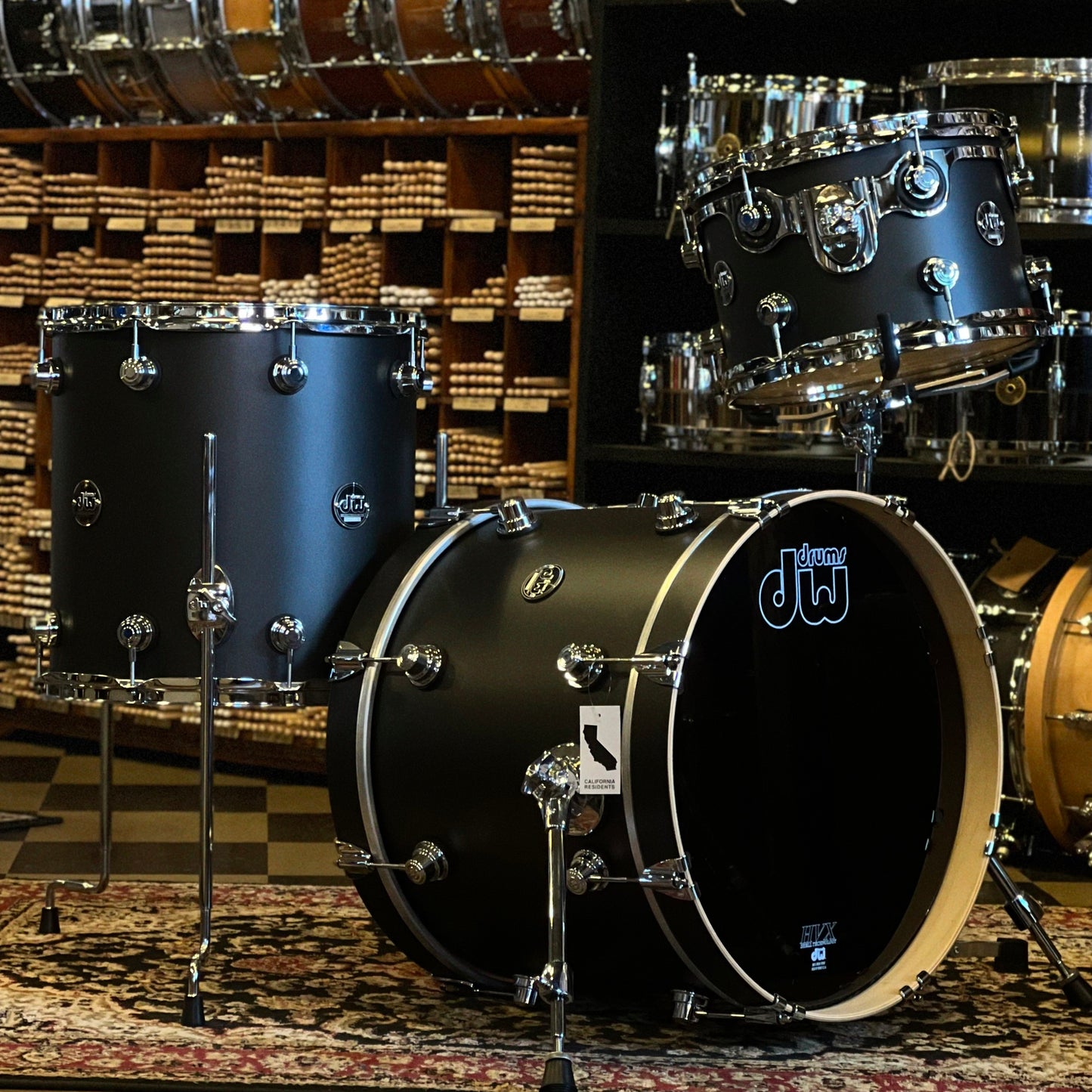 NEW Floor Model DW Performance Series Drum Set in Satin Charcoal Metallic - 14x18, 8x12, 14x14