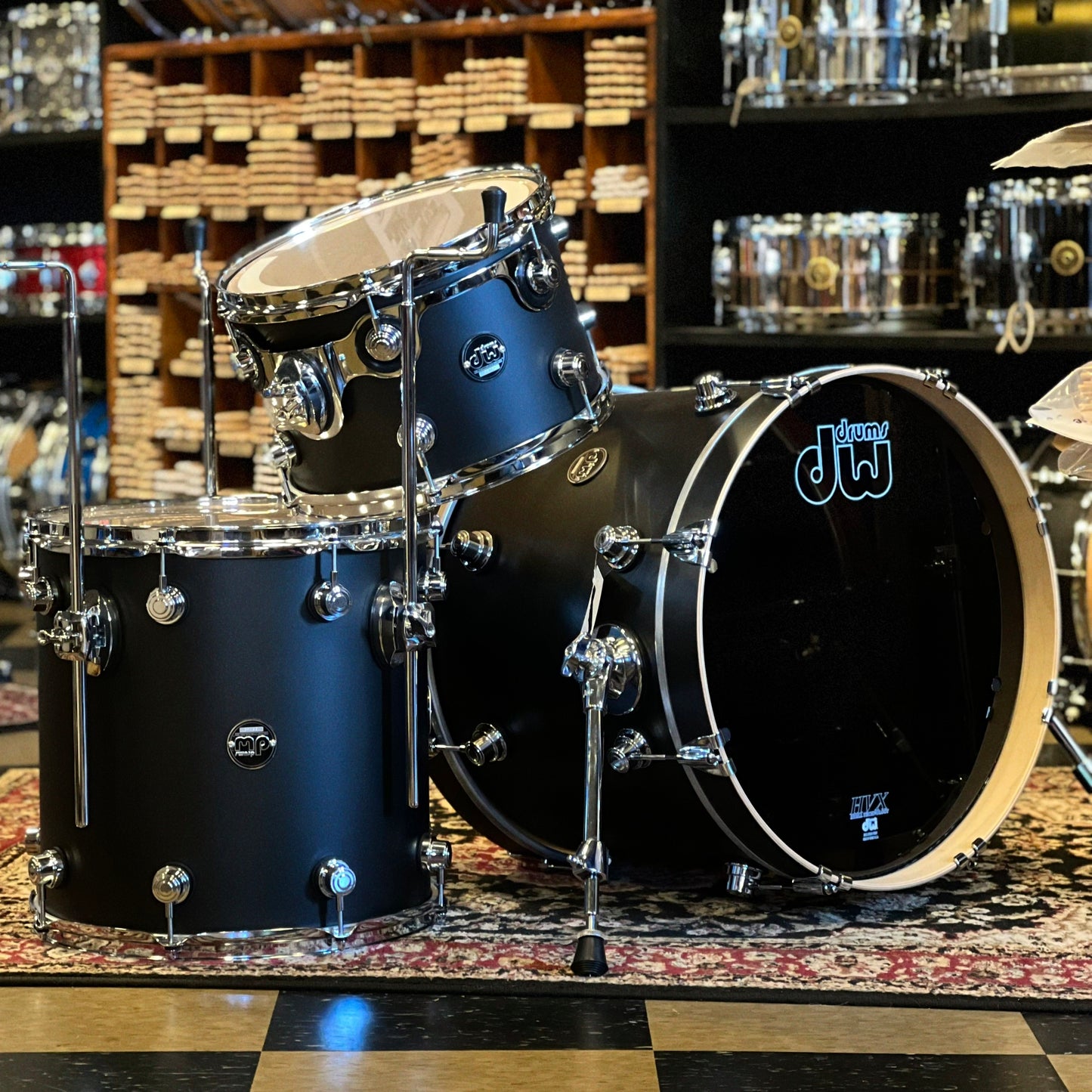 NEW Floor Model DW Performance Series Drum Set in Satin Charcoal Metallic - 14x18, 8x12, 14x14