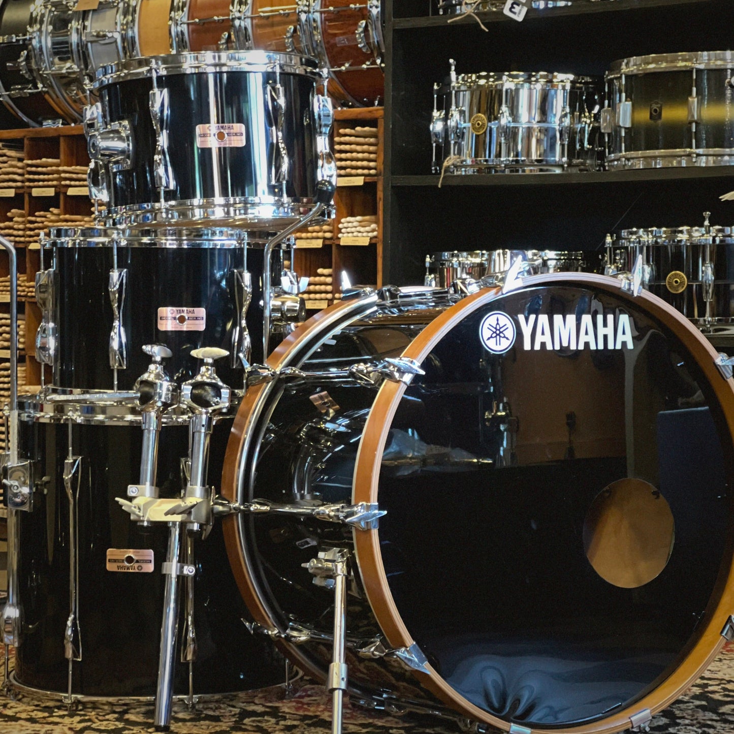 VINTAGE 1980's Yamaha Recording Standard Drumset in Black - 14x22, 8x12, 9x13, 16x16