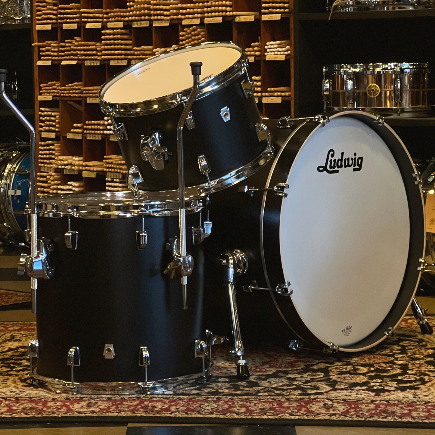 NEW Ludwig Neusonic "Downbeat" Outfit in Black Velvet - 14x20, 8x12, 14x14
