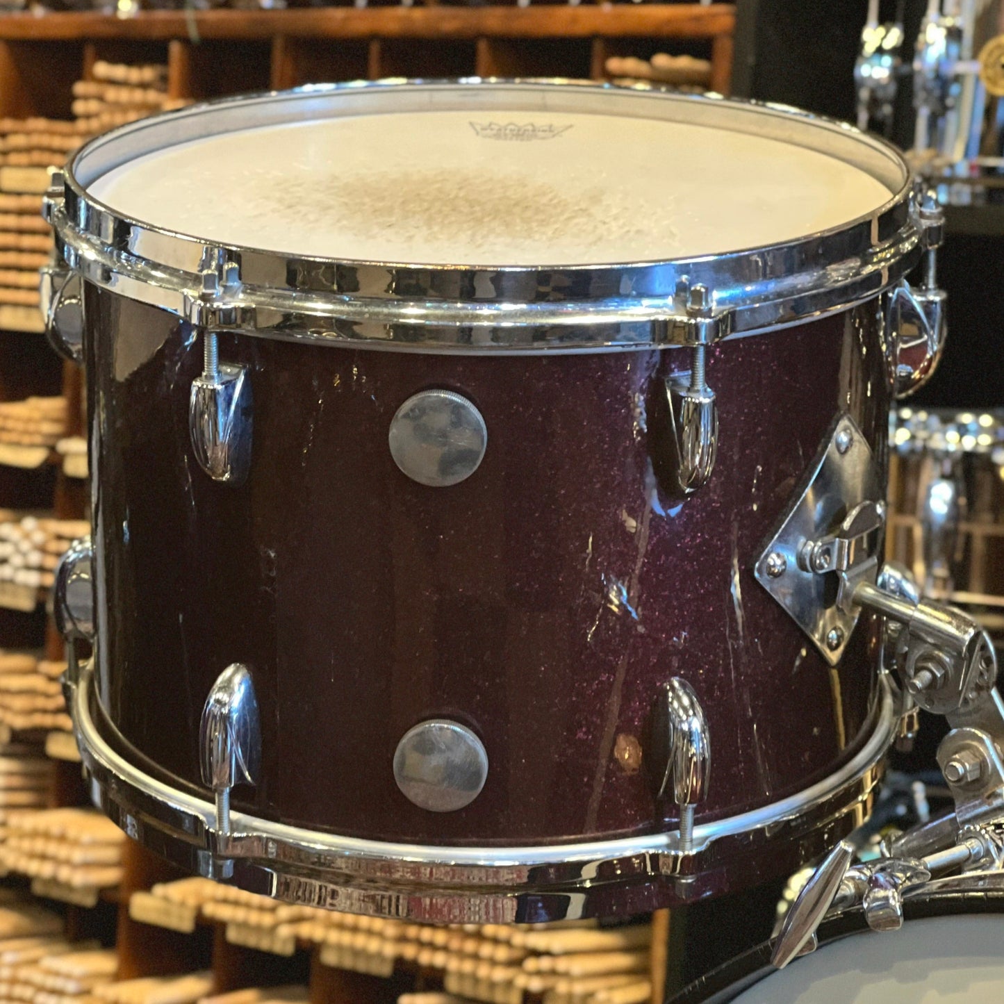 VINTAGE 1960's Gretsch Round Badge "Name Band" Outfit in Burgundy Sparkle Rewrap - 14x20, 9x13, 16x16, & 5x14