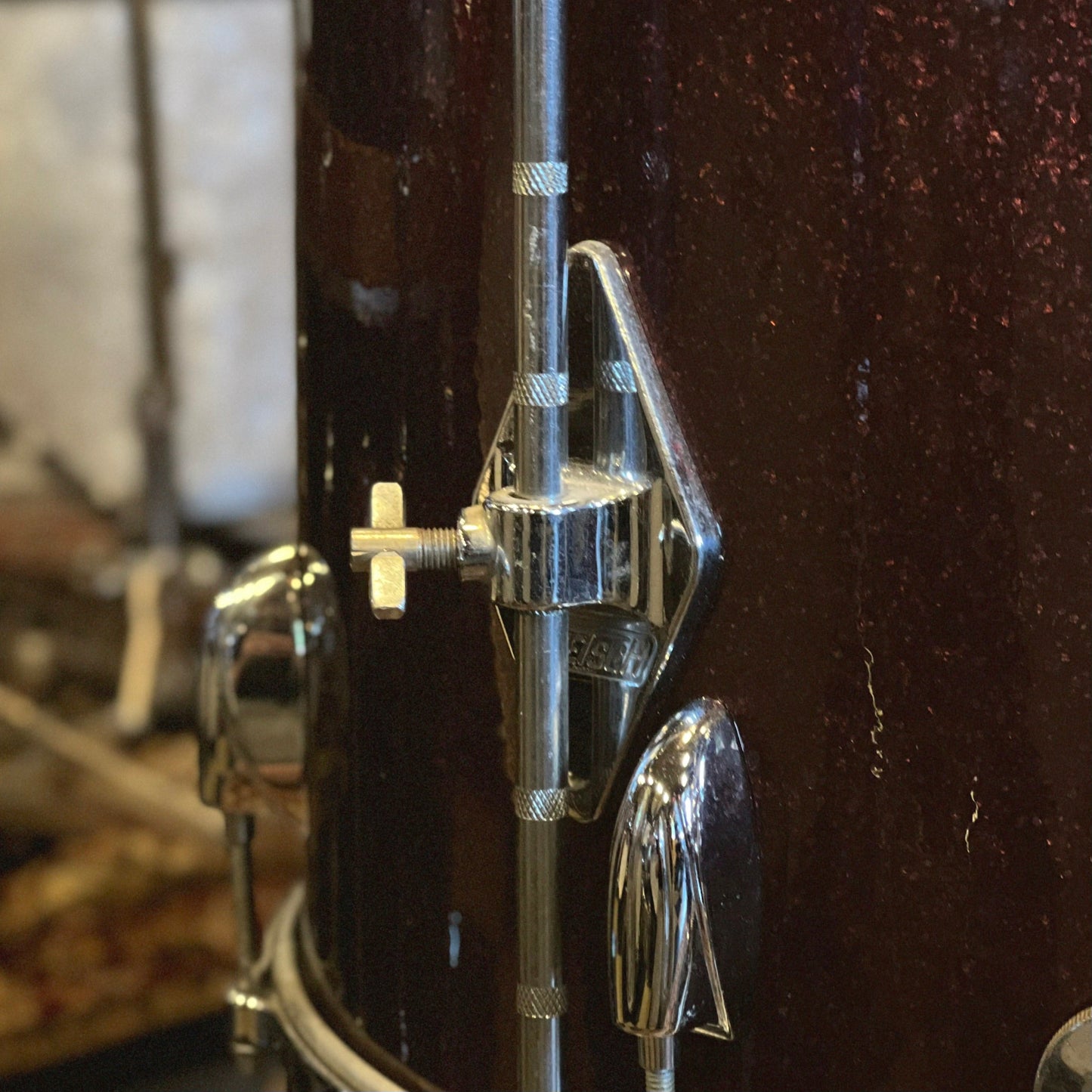 VINTAGE 1960's Gretsch Round Badge "Name Band" Outfit in Burgundy Sparkle Rewrap - 14x20, 9x13, 16x16, & 5x14