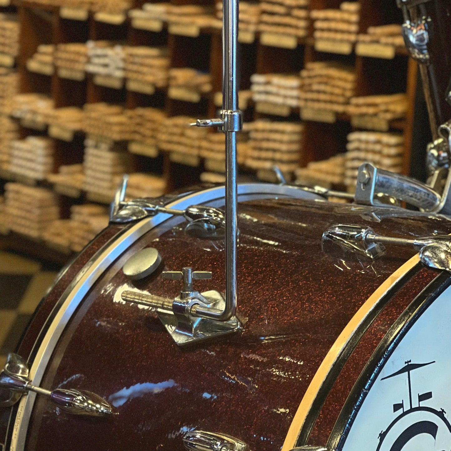 VINTAGE 1960's Gretsch Round Badge "Name Band" Outfit in Burgundy Sparkle Rewrap - 14x20, 9x13, 16x16, & 5x14