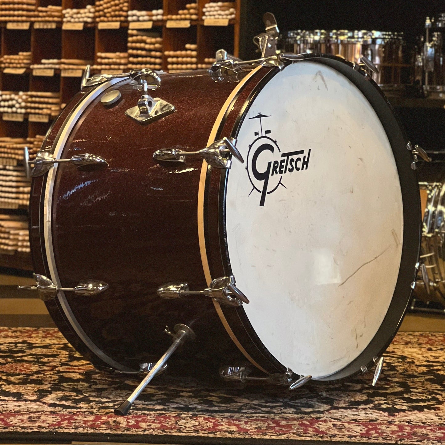 VINTAGE 1960's Gretsch Round Badge "Name Band" Outfit in Burgundy Sparkle Rewrap - 14x20, 9x13, 16x16, & 5x14