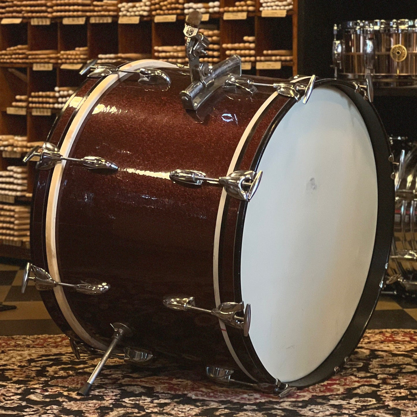 VINTAGE 1960's Gretsch Round Badge "Name Band" Outfit in Burgundy Sparkle Rewrap - 14x20, 9x13, 16x16, & 5x14