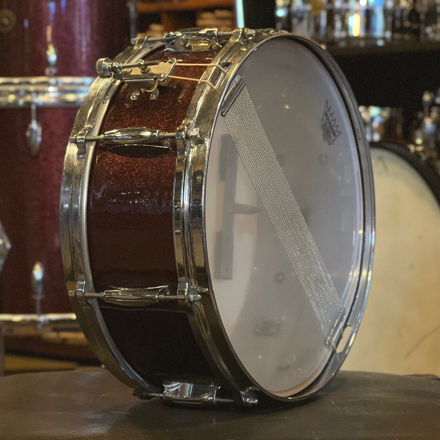 VINTAGE 1960's Gretsch Round Badge "Name Band" Outfit in Burgundy Sparkle Rewrap - 14x20, 9x13, 16x16, & 5x14