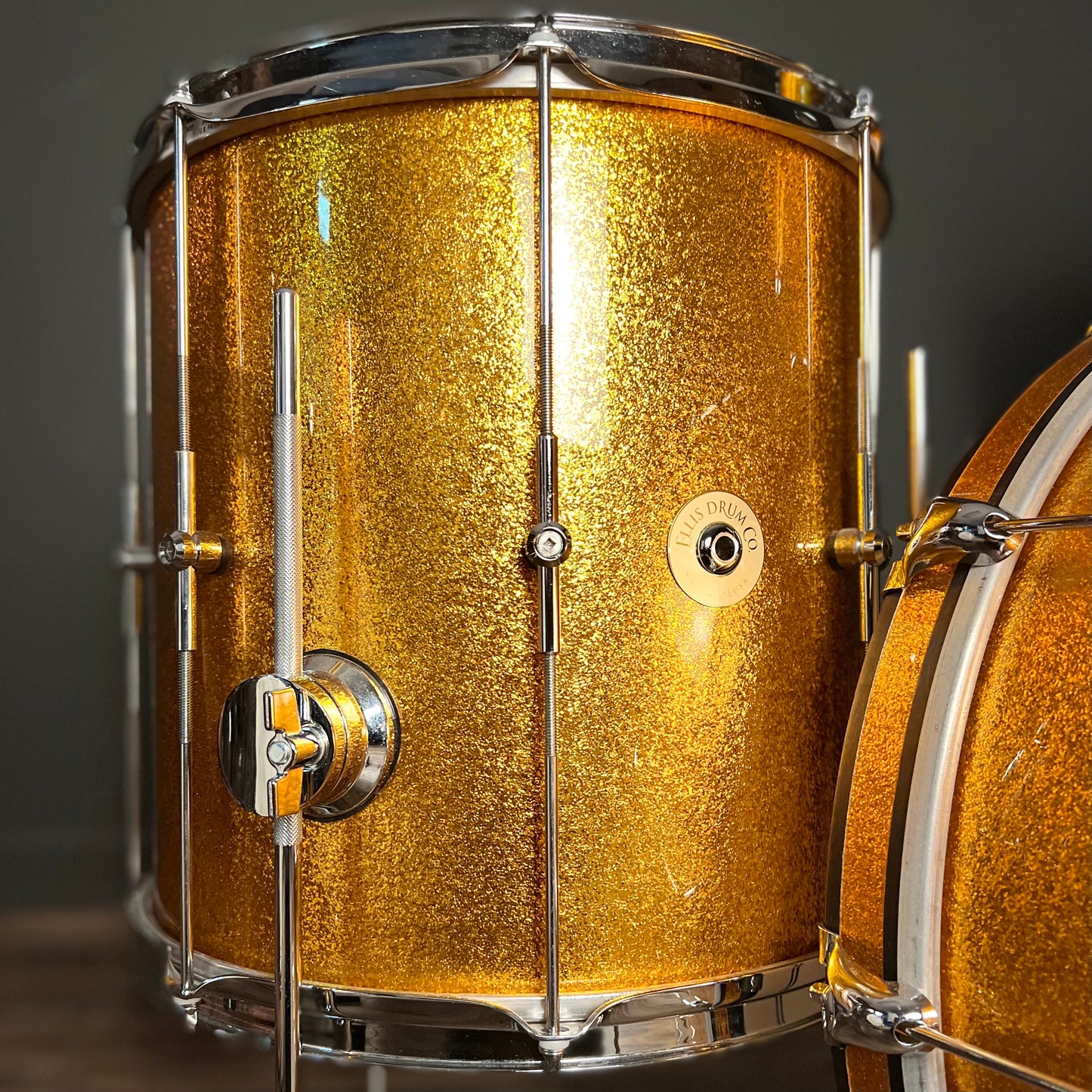 USED Ellis Drum Co. Drum Set in Gold Sparkle - 14x20, 8x12, 14x14