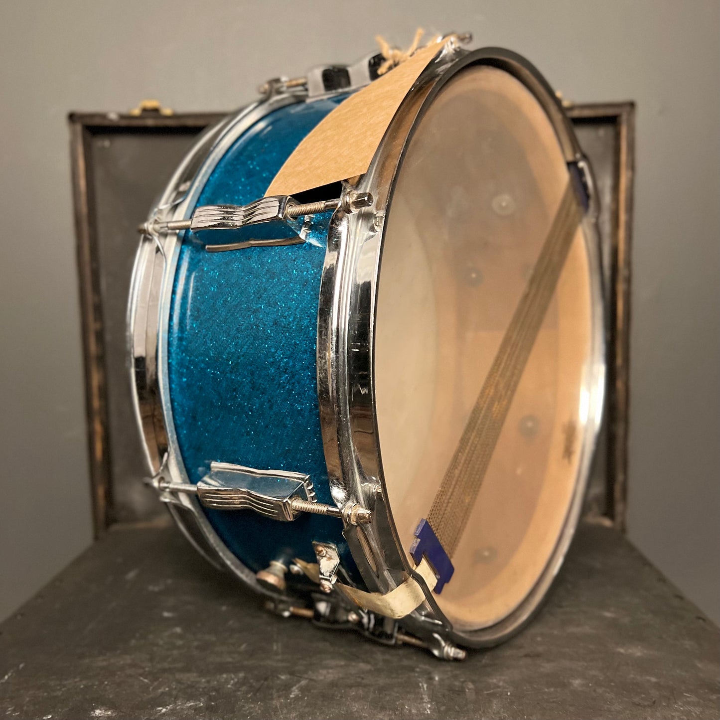VINTAGE 1950's WFL 5.5x14 Super Classic Snare Drum in Blue Sparkle