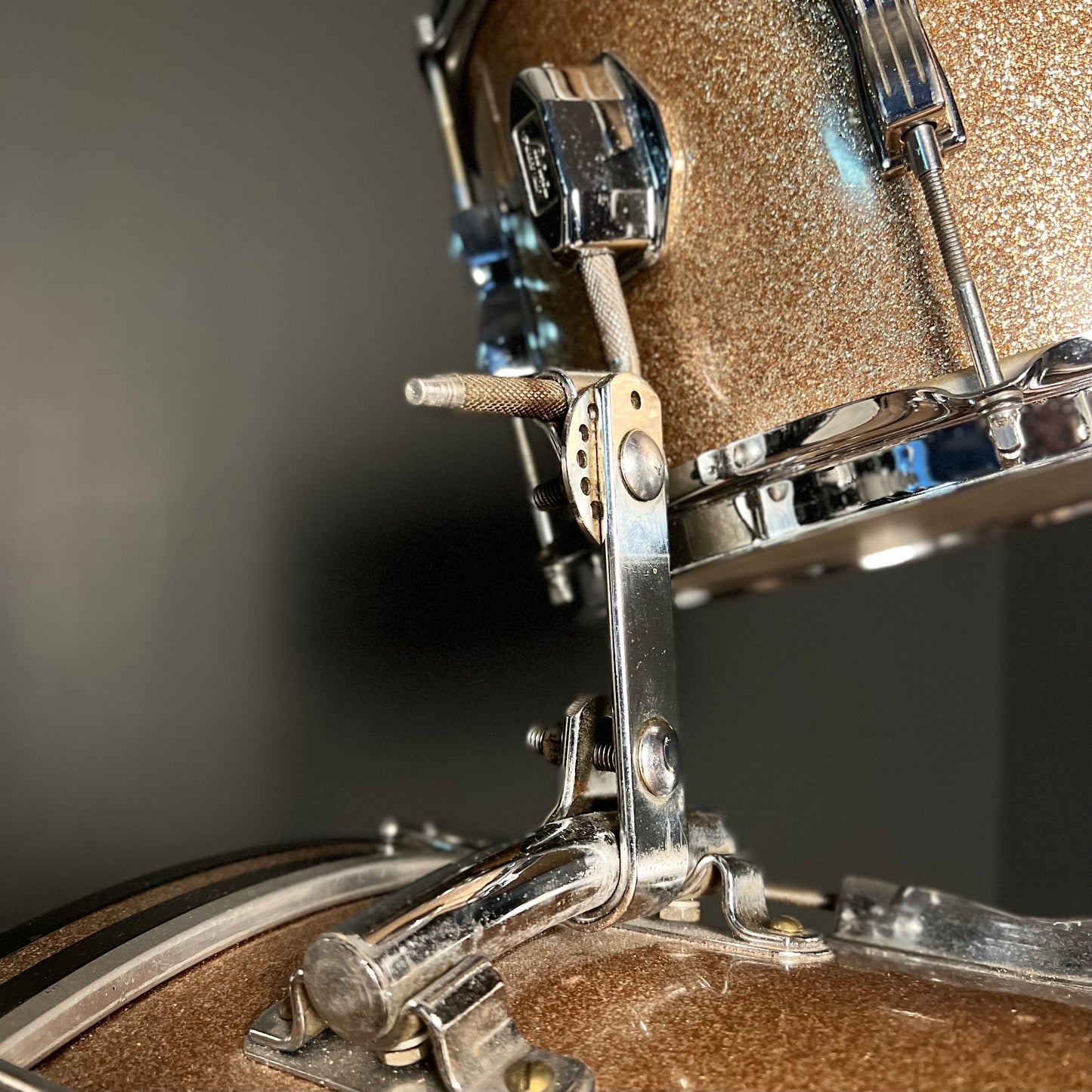 VINTAGE 1960's Ludwig Club Date in Champagne Sparkle w/ Silver Sparkle Floor Tom - 14x20, 8x12, 14x14