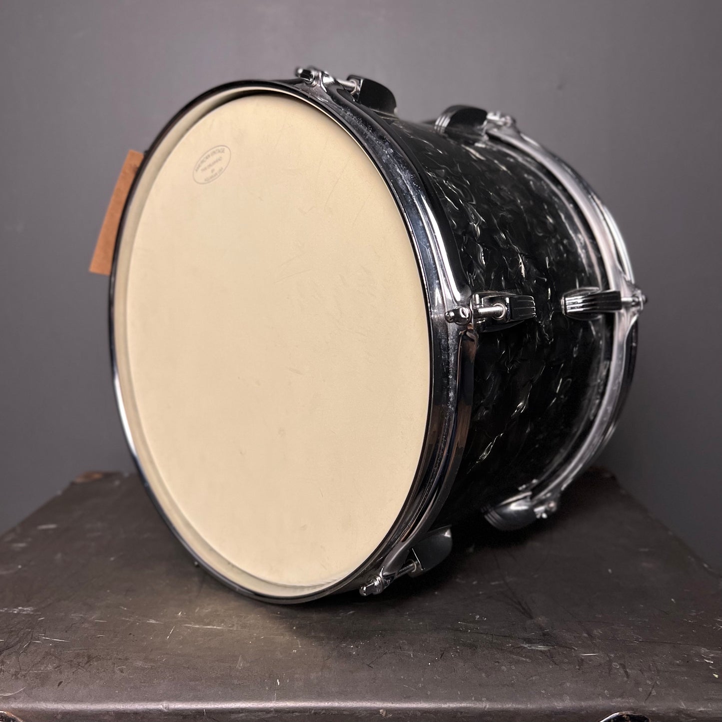 VINTAGE 1958-1959 Ludwig 8x12 Transition Badge Tom in Black Diamond Pearl