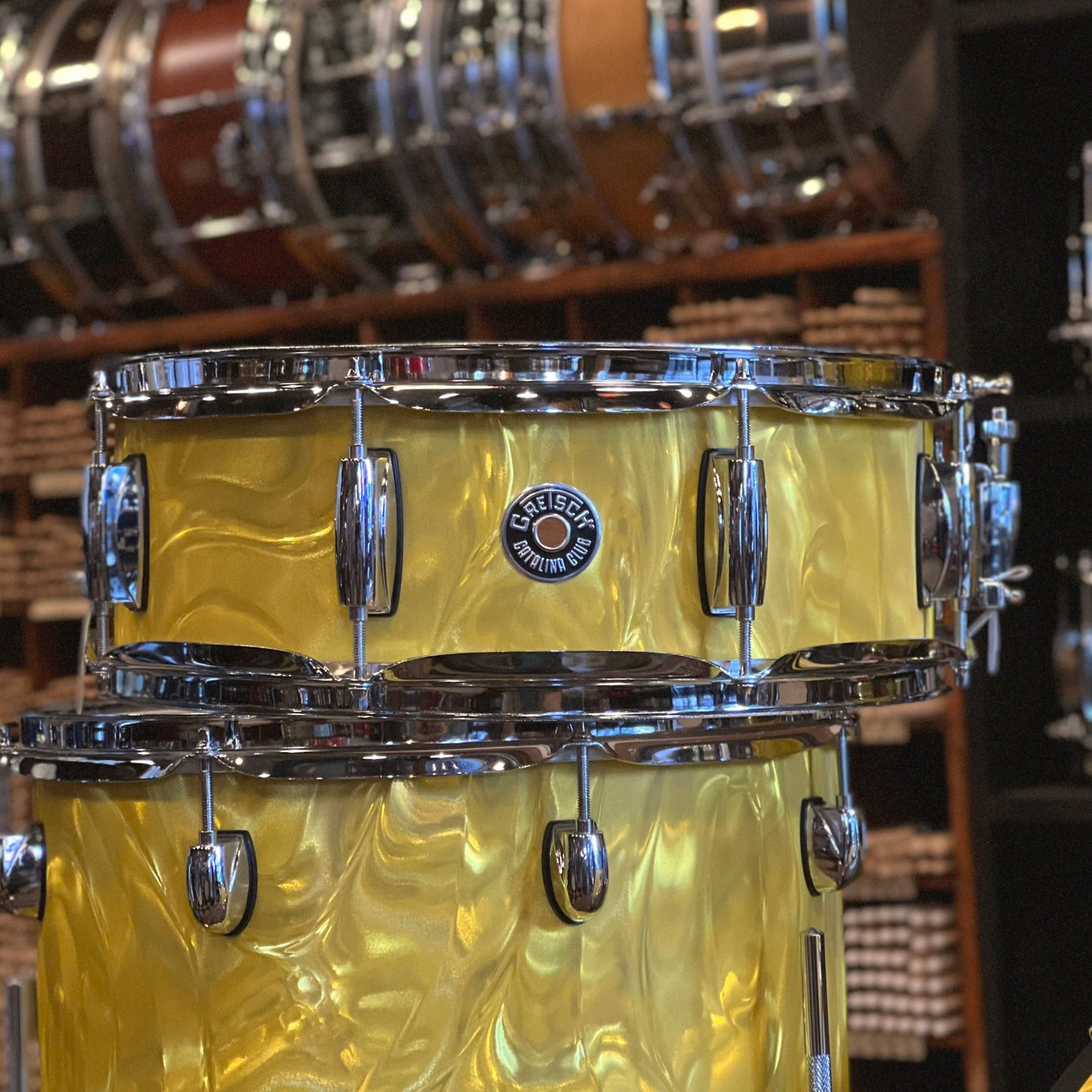 NEW Gretsch Catalina Club Bop Drum Set in Yellow Satin Flame - 14x18, 8x12, 14x14, 5x14