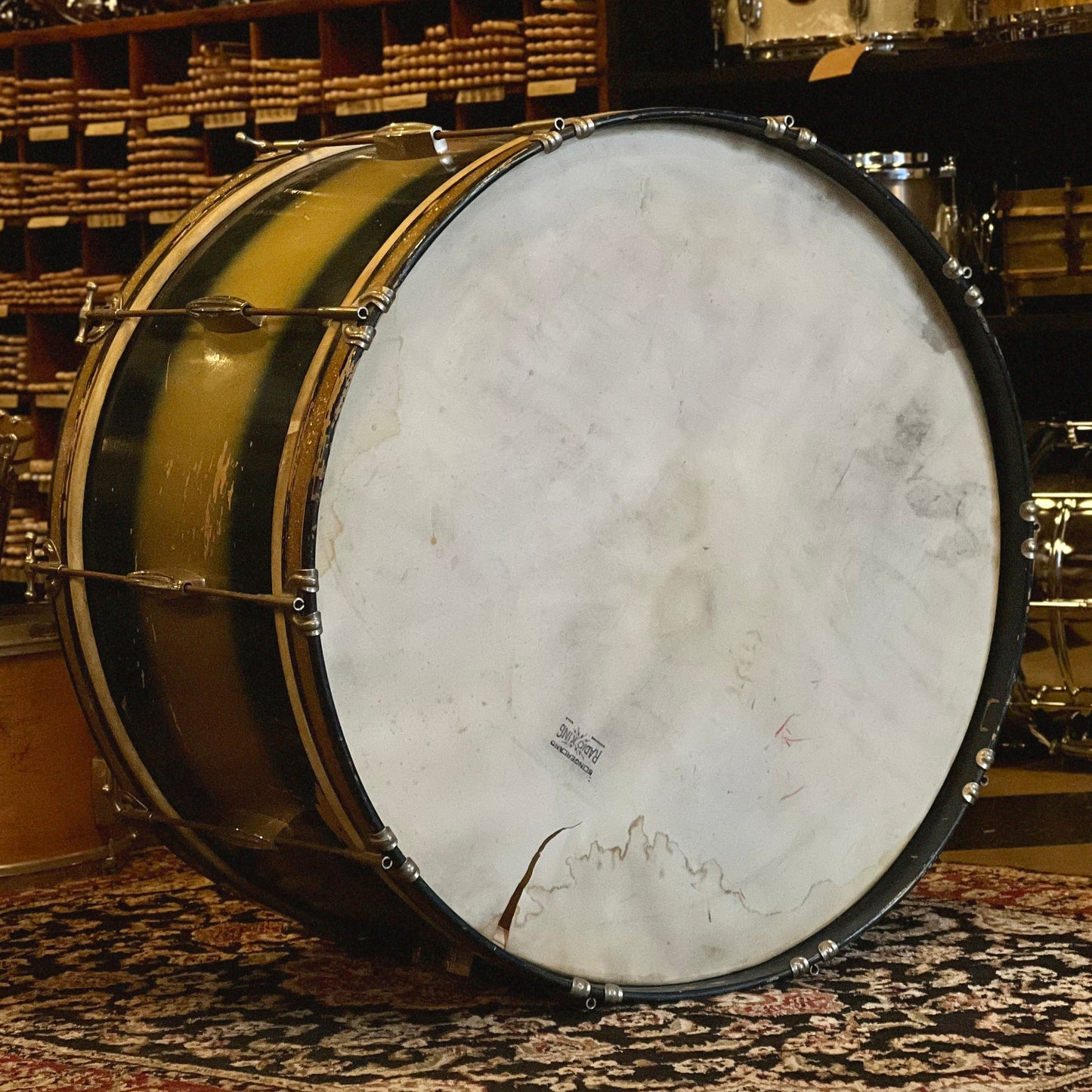 VINTAGE 1948-1950 Slingerland 14x26 Radio King Bass Drum in Blue & Gold Duco