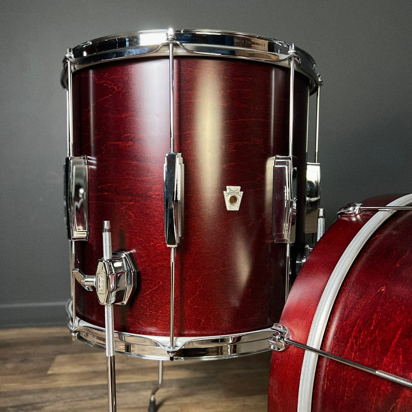 USED Ludwig Club Date Drum Set in Cherry Satin - 14x18, 8x12, 14x14