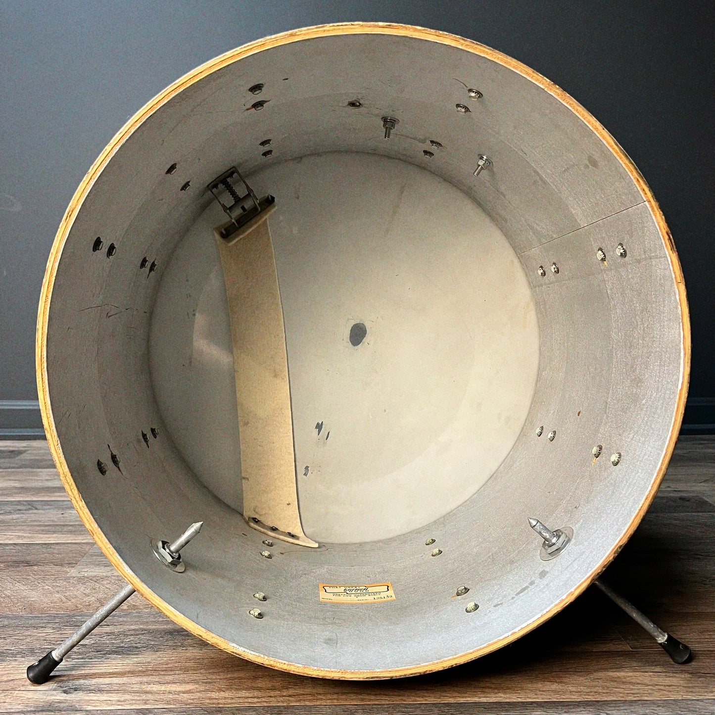 VINTAGE 1960's Gretsch 14x20 Round Badge Bass Drum in Faux Black Leather