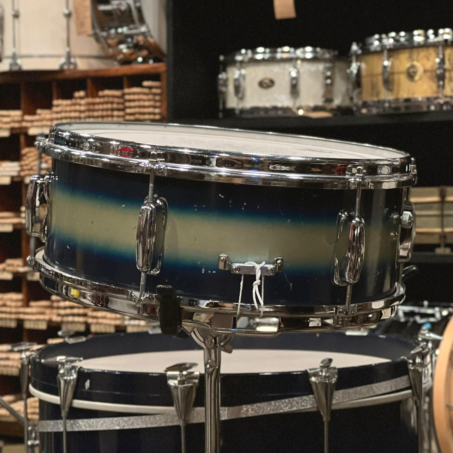 VINTAGE 1960's Slingerland Stage Band Outfit in Blue & Silver Duco - 14x20, 9x13, 12x15, & 5x14