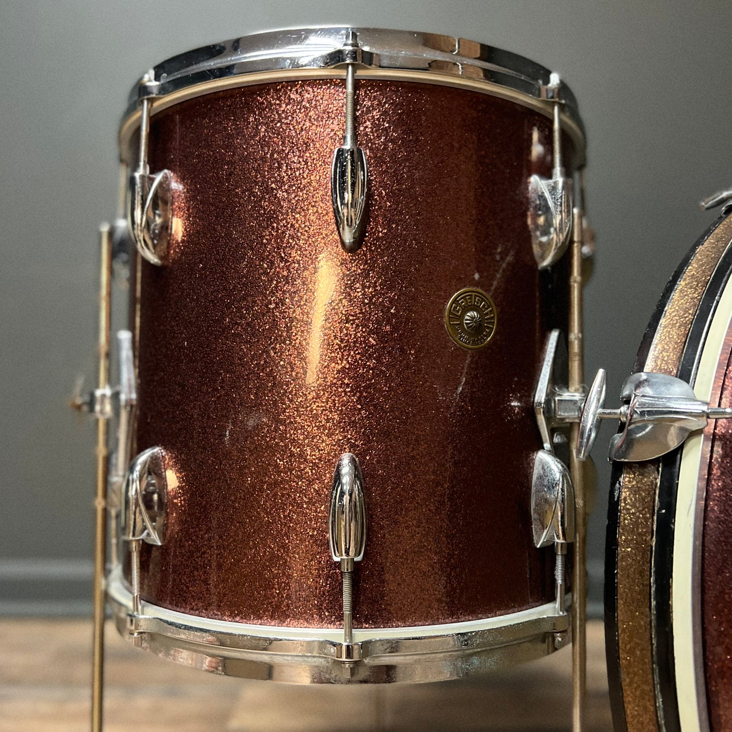 VINTAGE 1960's Gretsch Round Badge "Progressive Jazz" Outfit in Burgundy Sparkle - 14x20, 8x12, 14x14, & 5x14