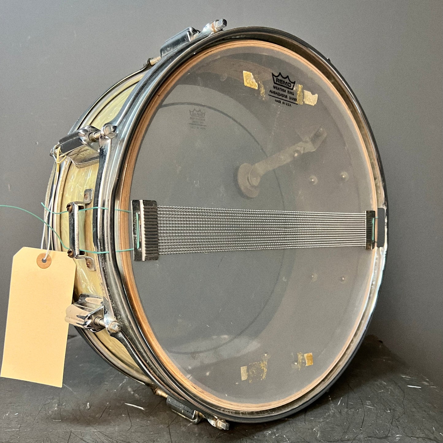 VINTAGE 1960's Rogers 5x14 Tower Snare Drum in White Marine Pearl