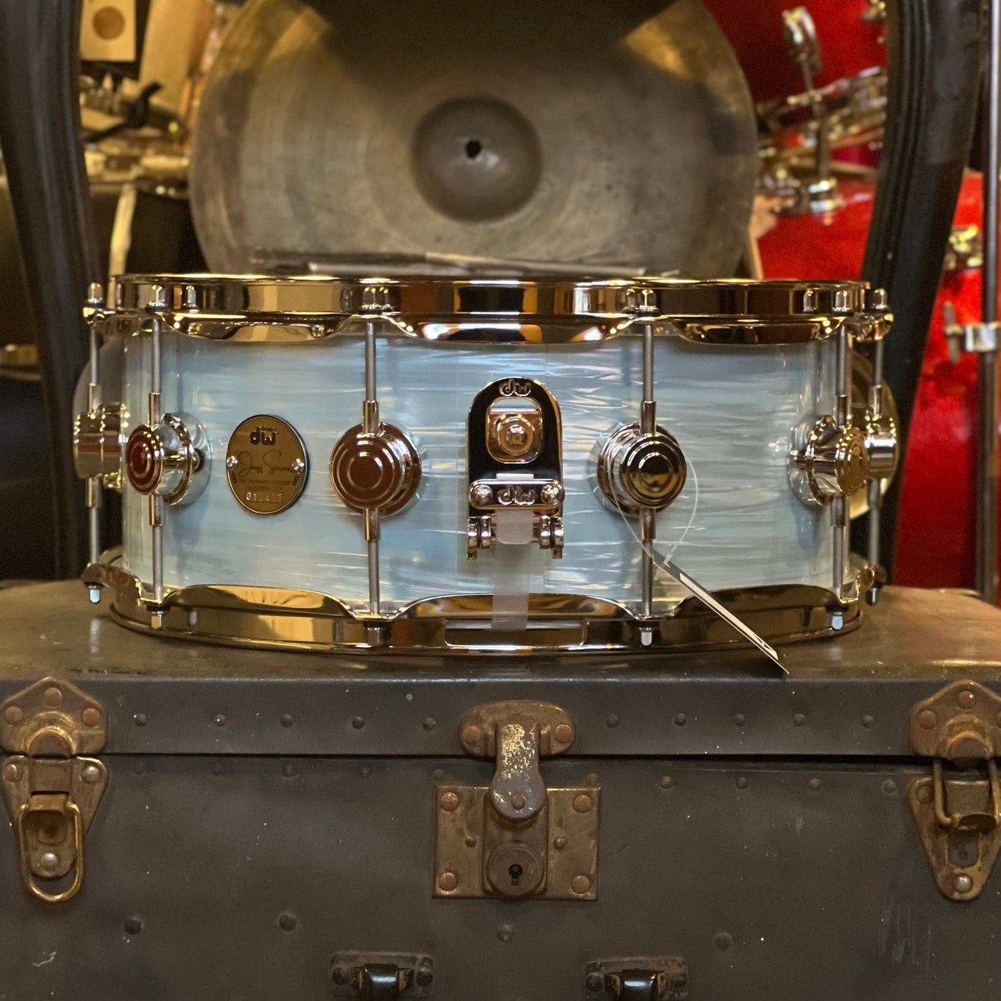 NEW DW 5x14 Collector's Jazz Maple Gum Snare Drum in Pale Blue Oyster w/ Nickel Hardware