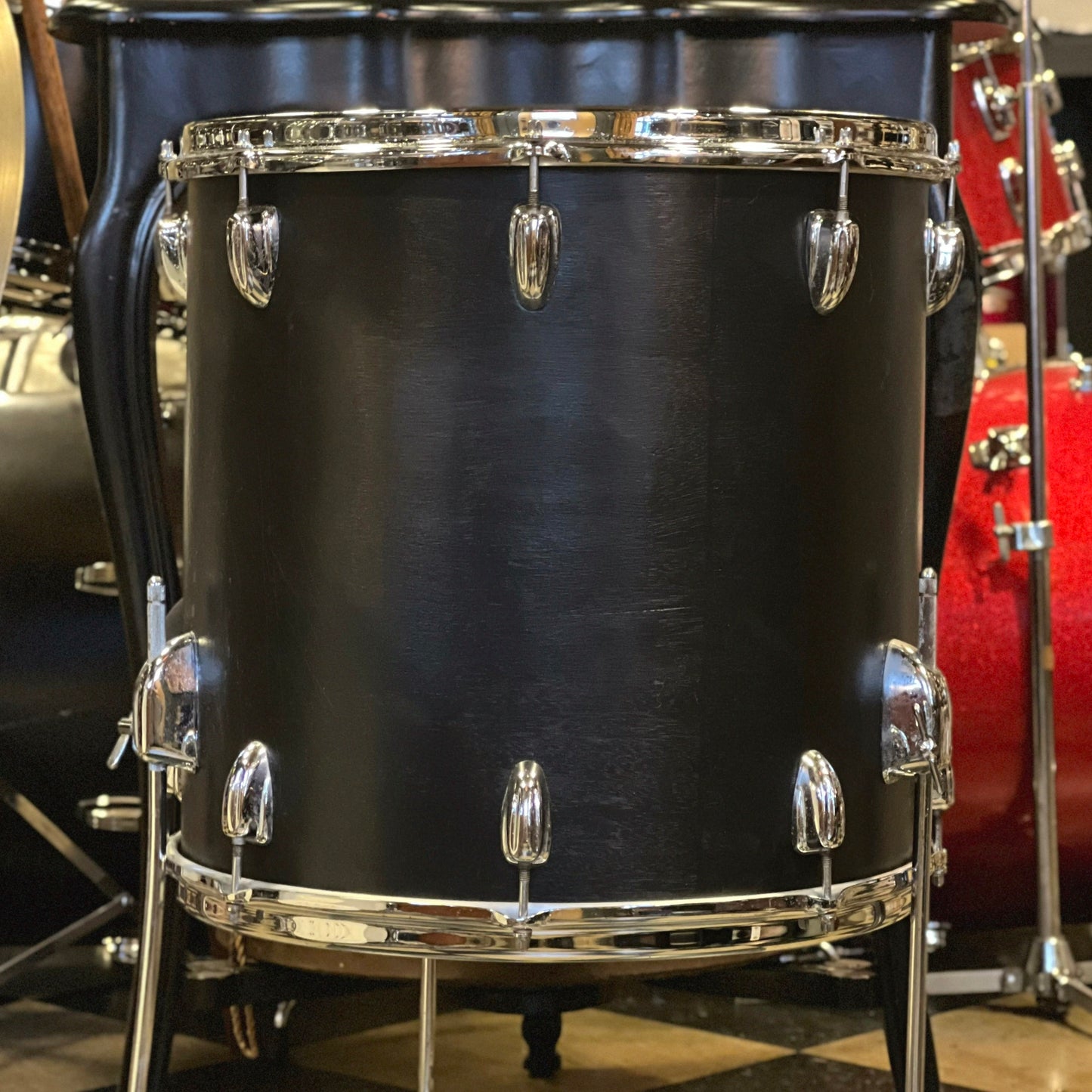 VINTAGE 1970's Slingerland 16x16 Floor Tom Refinished in Black