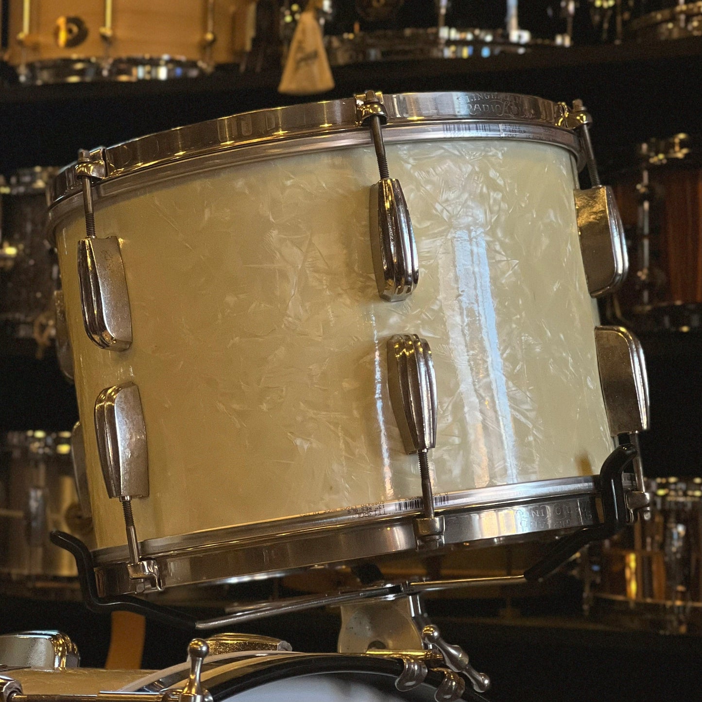 VINTAGE 1940's Slingerland Radio King Drum Set in White Marine Pearl - 14x22, 9x13, 12x14