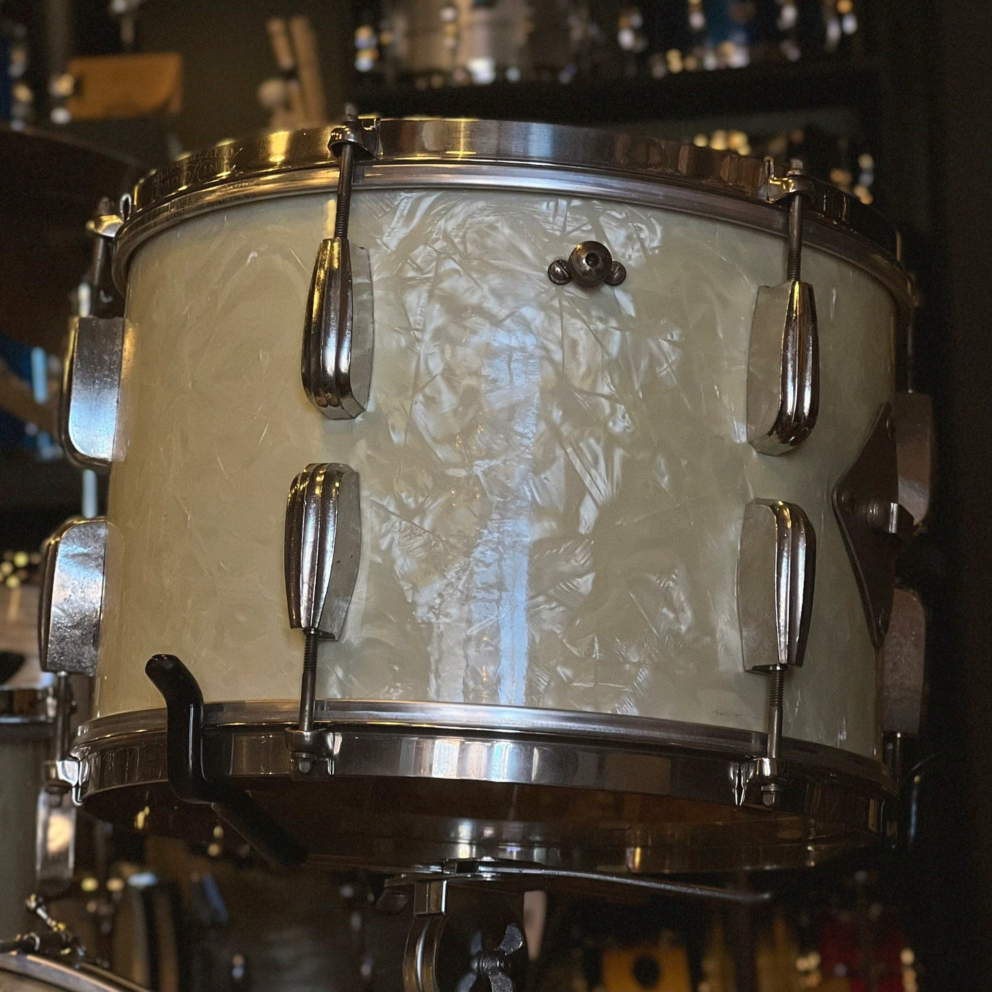 VINTAGE 1940's Slingerland Radio King Drum Set in White Marine Pearl - 14x22, 9x13, 12x14