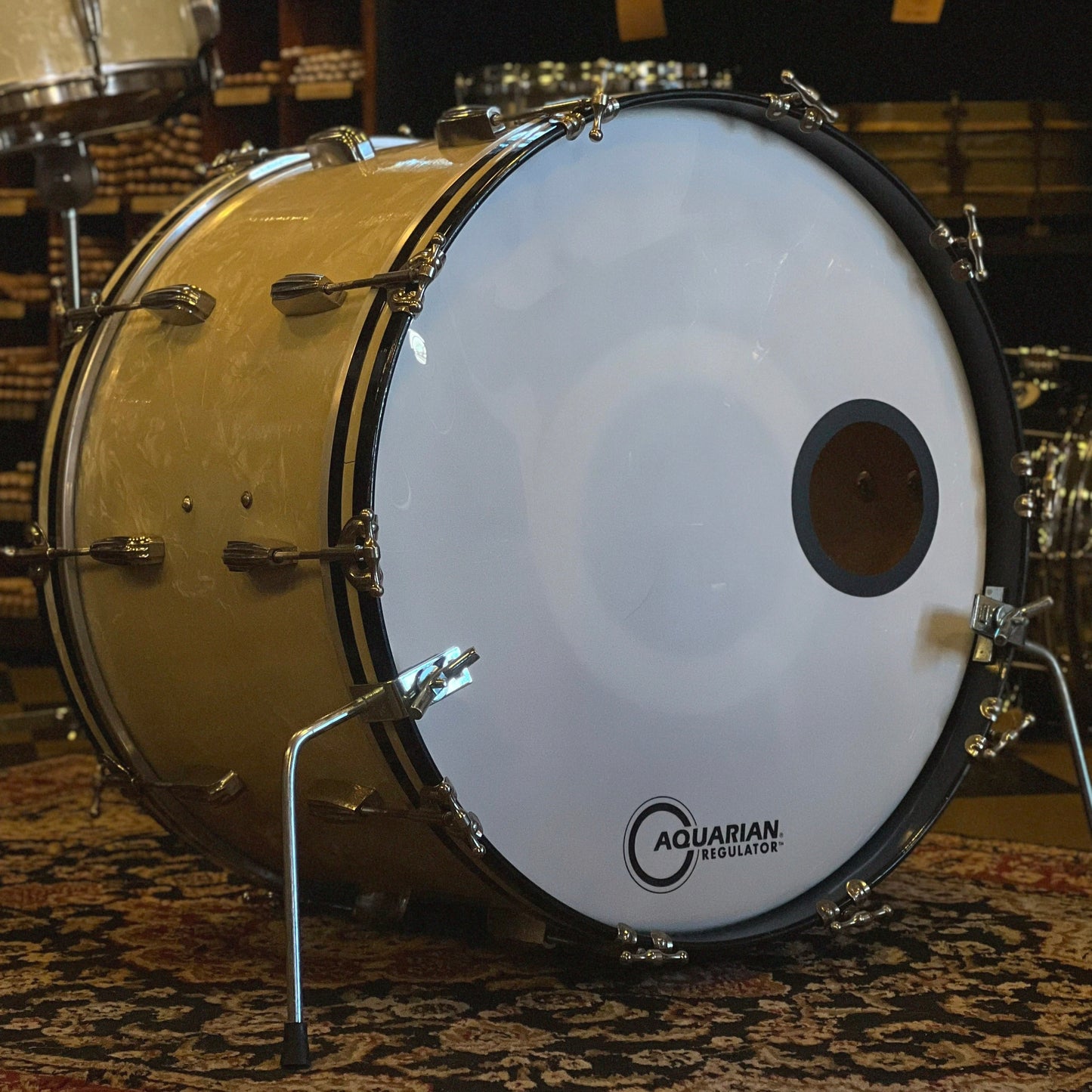VINTAGE 1940's Slingerland Radio King Drum Set in White Marine Pearl - 14x22, 9x13, 12x14