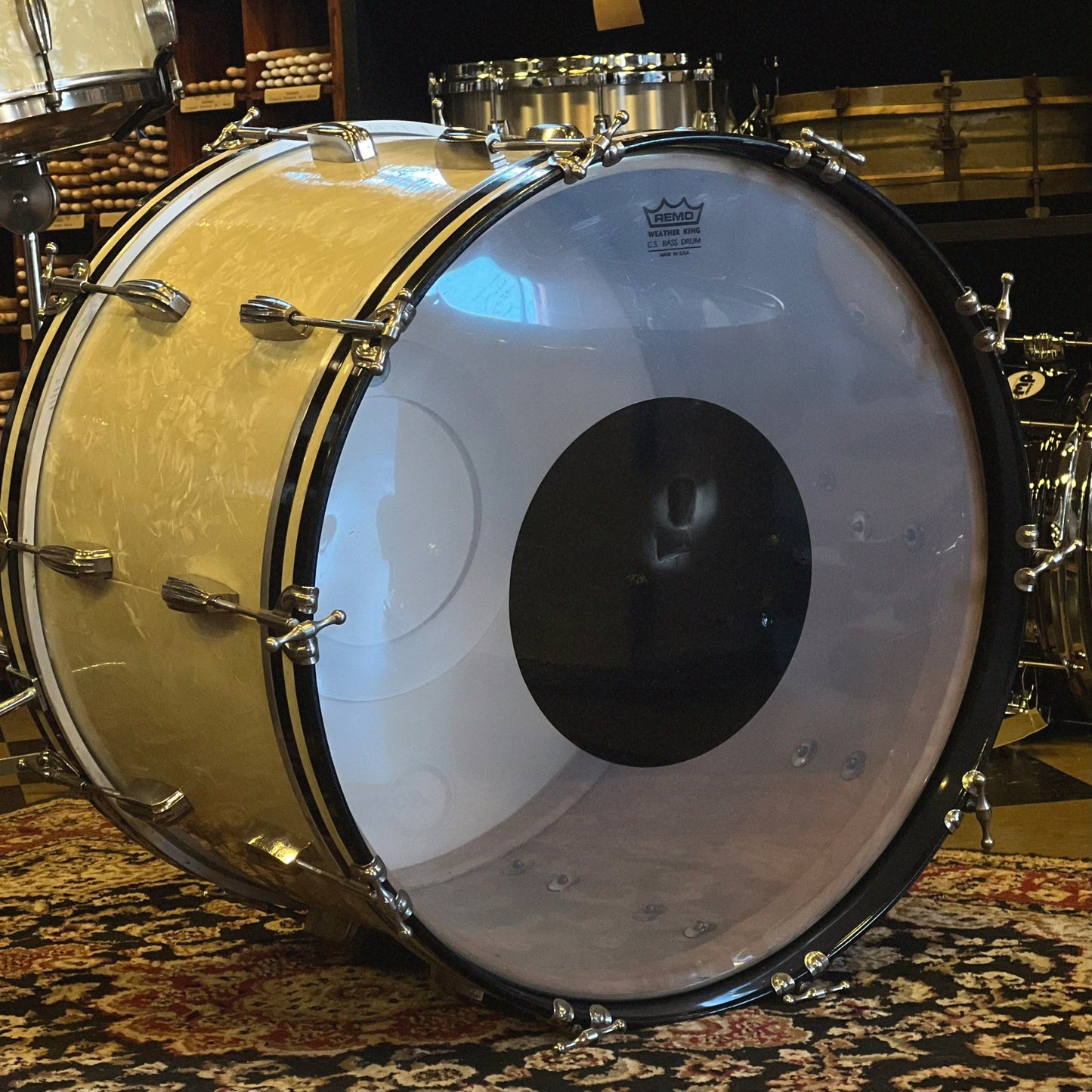 VINTAGE 1940's Slingerland Radio King Drum Set in White Marine Pearl - 14x22, 9x13, 12x14