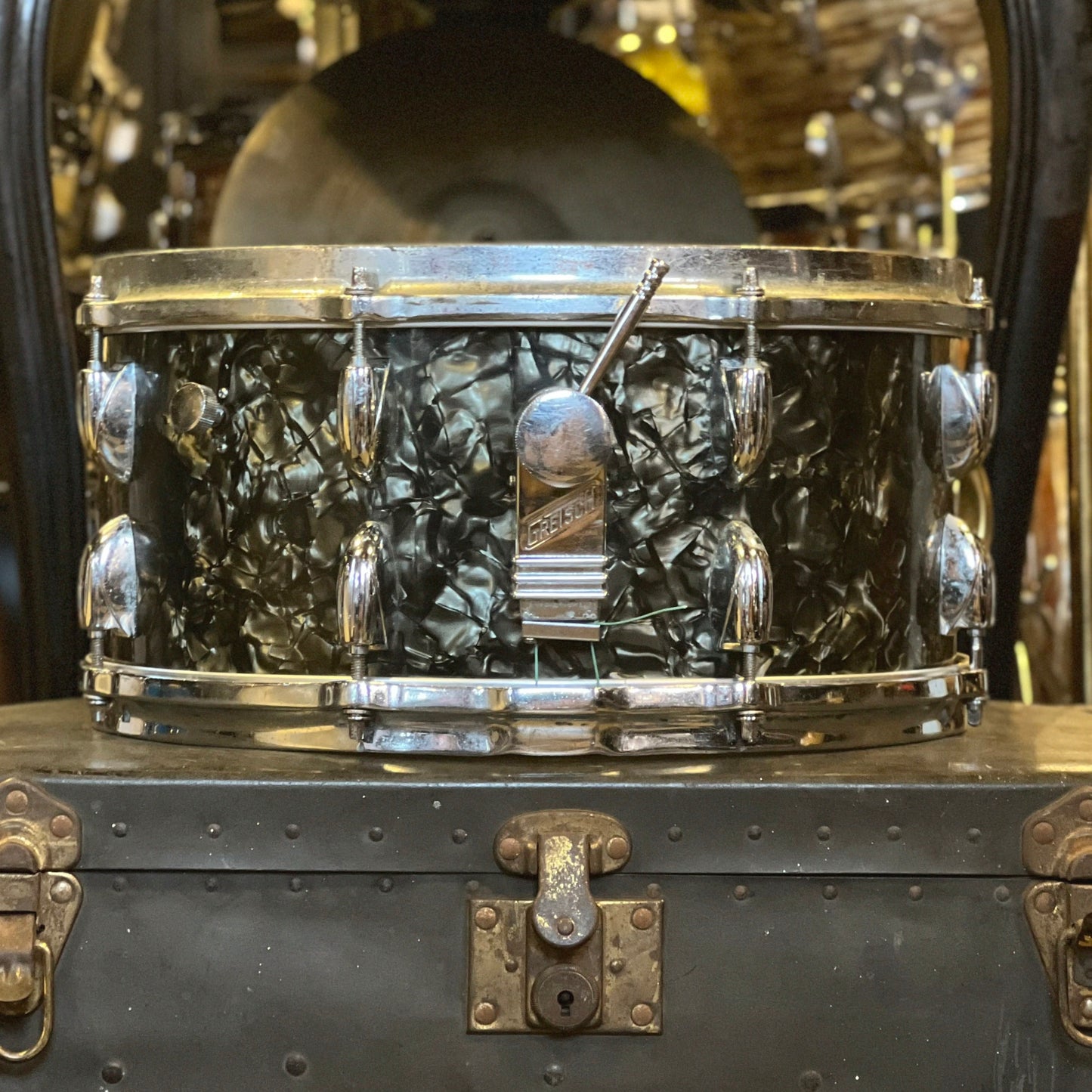 VINTAGE 1960's Gretsch 6.5x14 Floor Show 3-Ply Snare Drum in Black Diamond Pearl