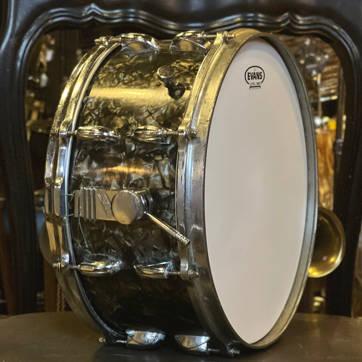 VINTAGE 1960's Gretsch 6.5x14 Floor Show 3-Ply Snare Drum in Black Diamond Pearl