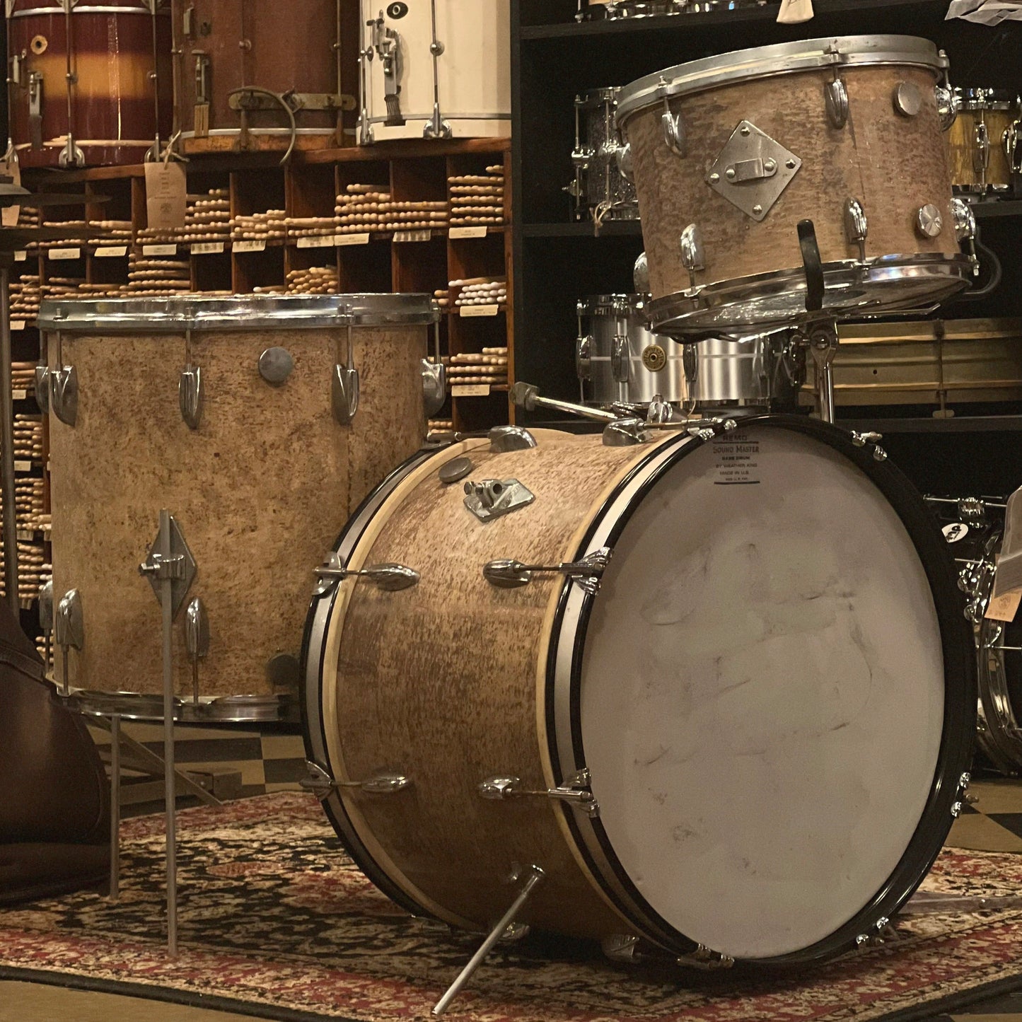 VINTAGE 1960's Gretsch Round Badge "Name Band" Outfit in Player's Grade Stripped Natural - 14x20, 9x13, 16x16