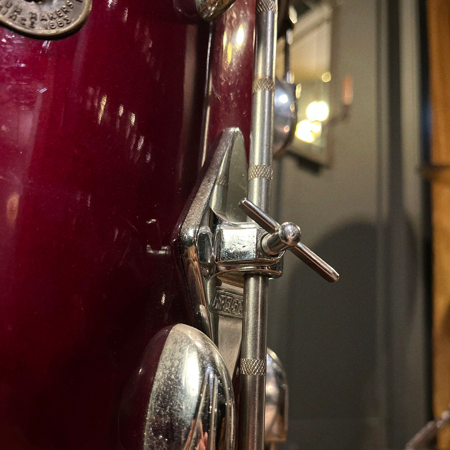 VINTAGE 1960's Gretsch 14x14 Round Badge Floor Tom Rewrapped in Cardinal Red