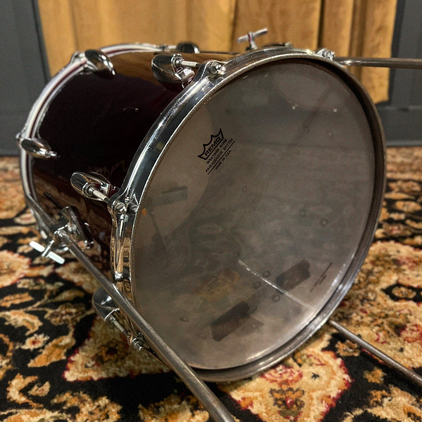 VINTAGE 1960's Gretsch 14x14 Round Badge Floor Tom Rewrapped in Cardinal Red