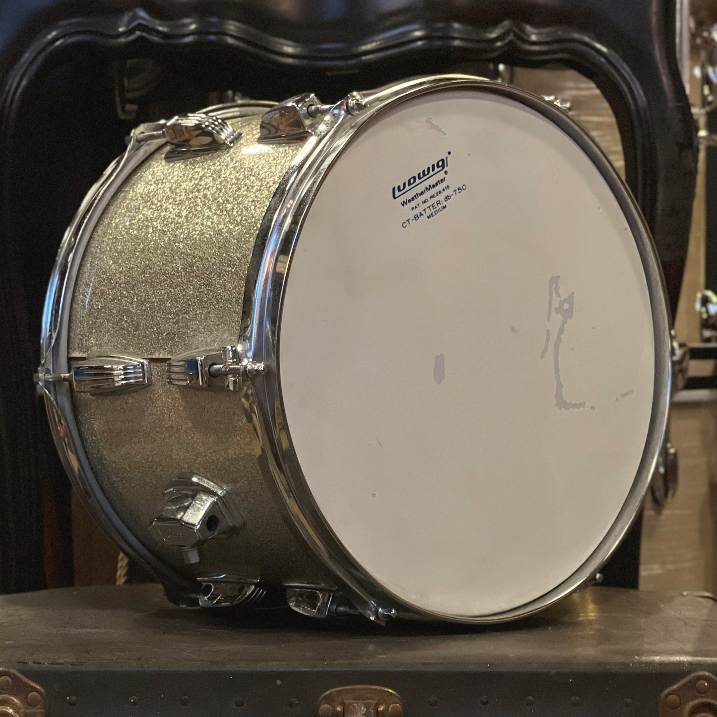 VINTAGE 1970's Ludwig 9x13 Tom in SIlver Sparkle