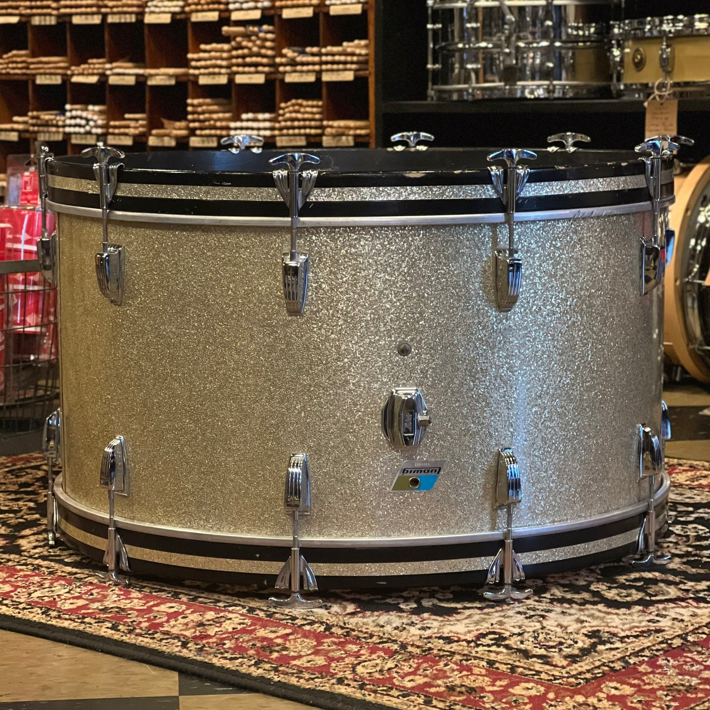 VINTAGE 1970's Ludwig 14x28 Bass Drum in Silver Sparkle