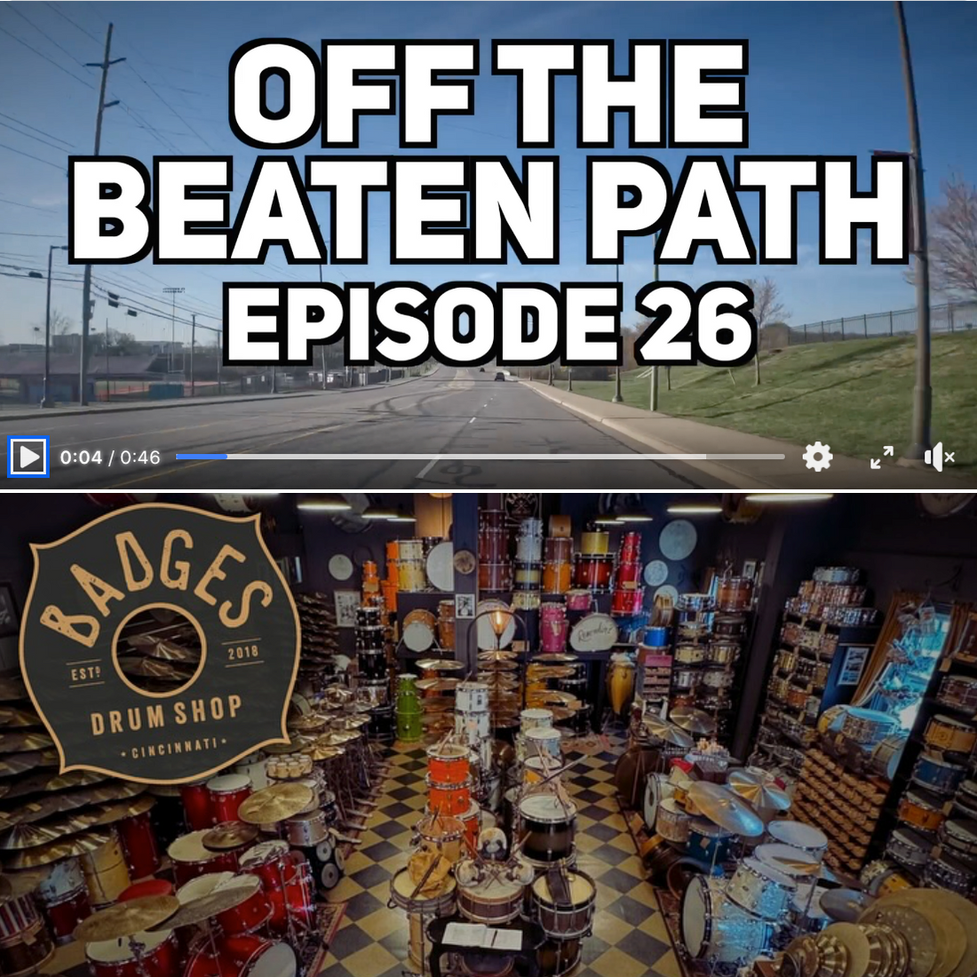 Badges Drum Shop in Mike Malone's "Off the Beaten Path" video series