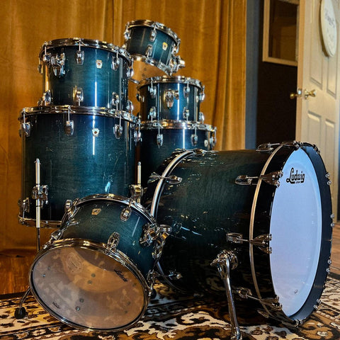 (Custom Order) Ludwig Classic Maple Drum Set in Aqua Fade