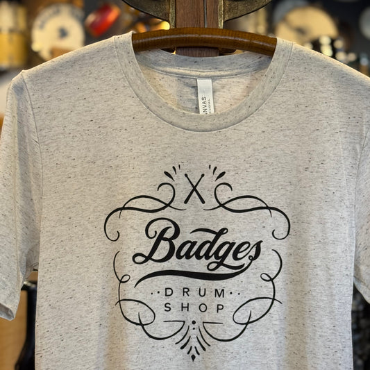 Badges Drum Shop T-Shirt - Vintage Calfskin