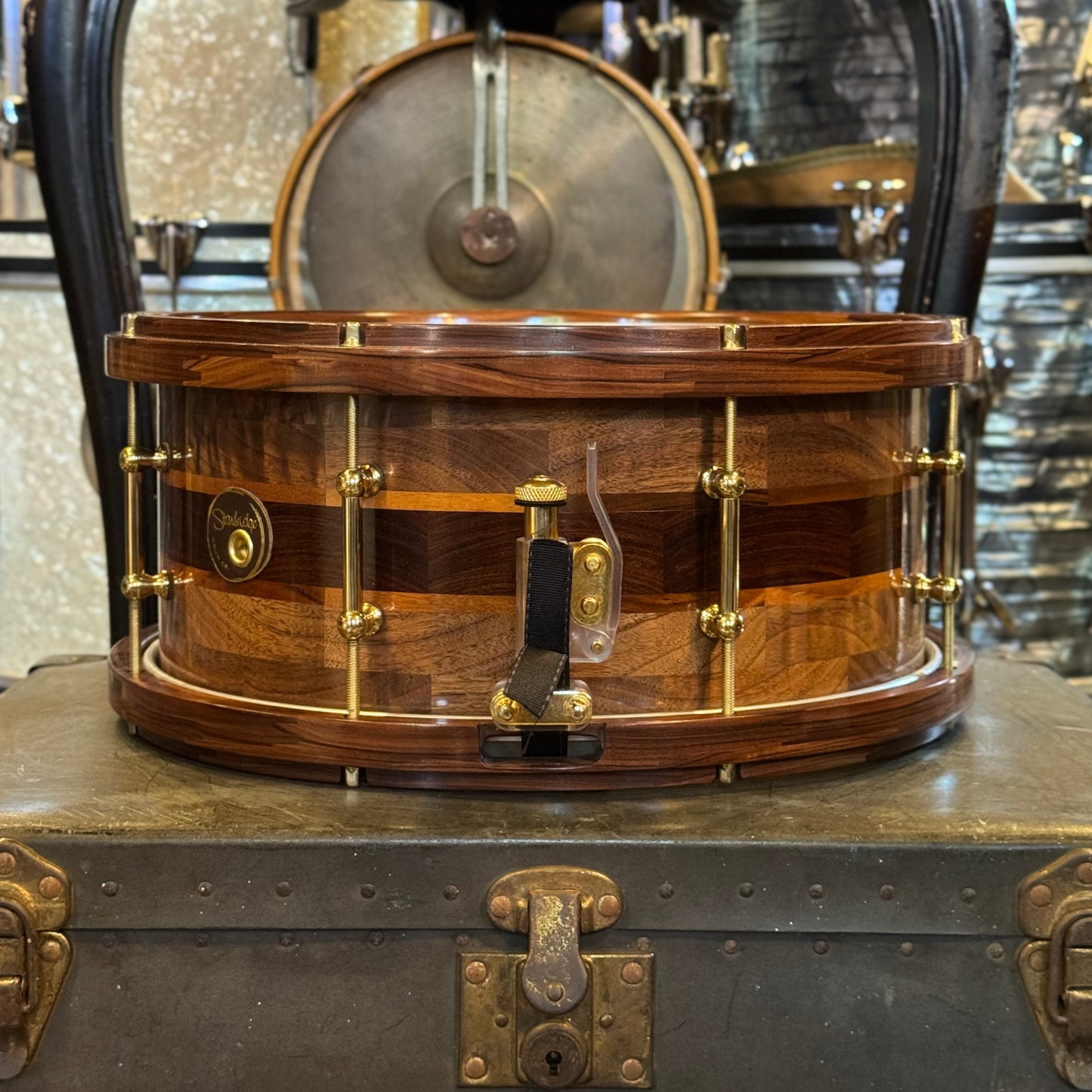 USED 2004 6.5x14 Stanbridge Claro Walnut, Goncalo Alves, & Pau Ferro Snare Drum w/ Pau Ferro Hoops
