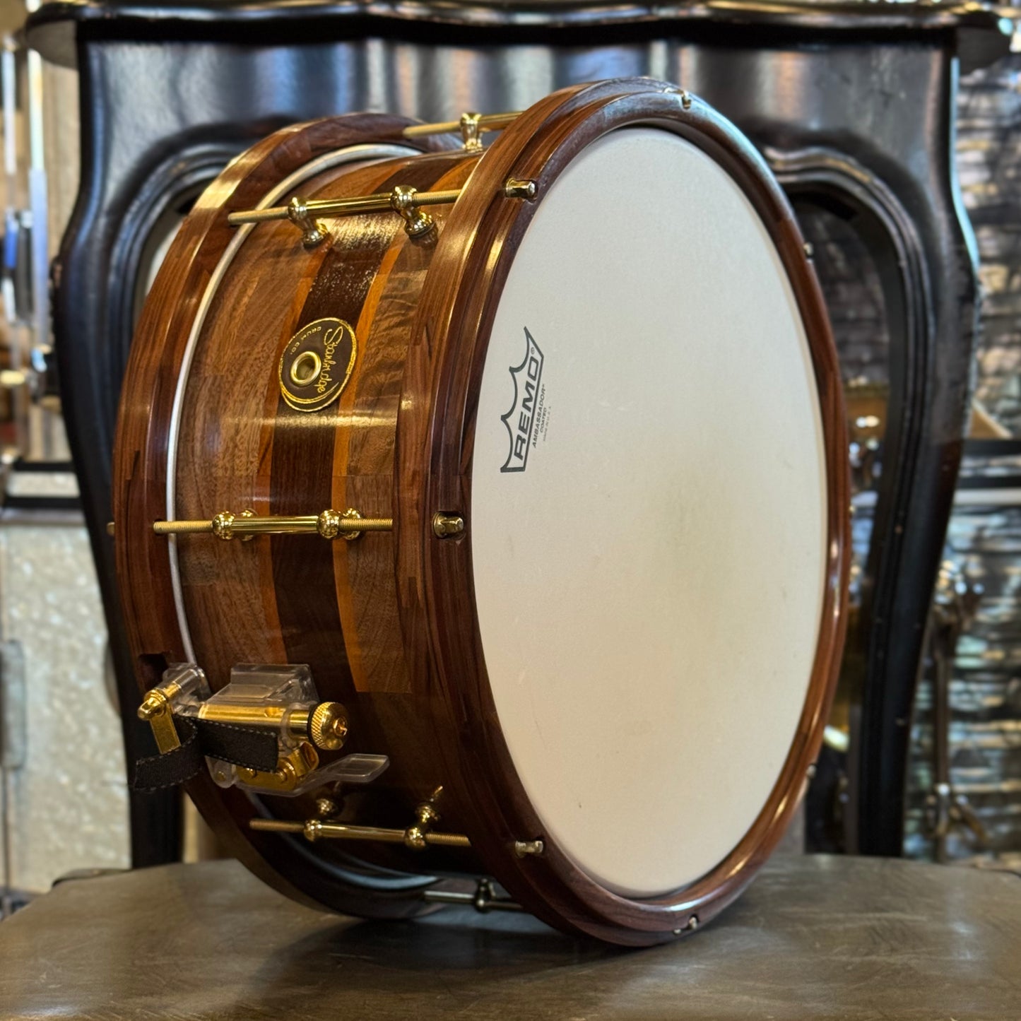 USED 2004 6.5x14 Stanbridge Claro Walnut, Goncalo Alves, & Pau Ferro Snare Drum w/ Pau Ferro Hoops