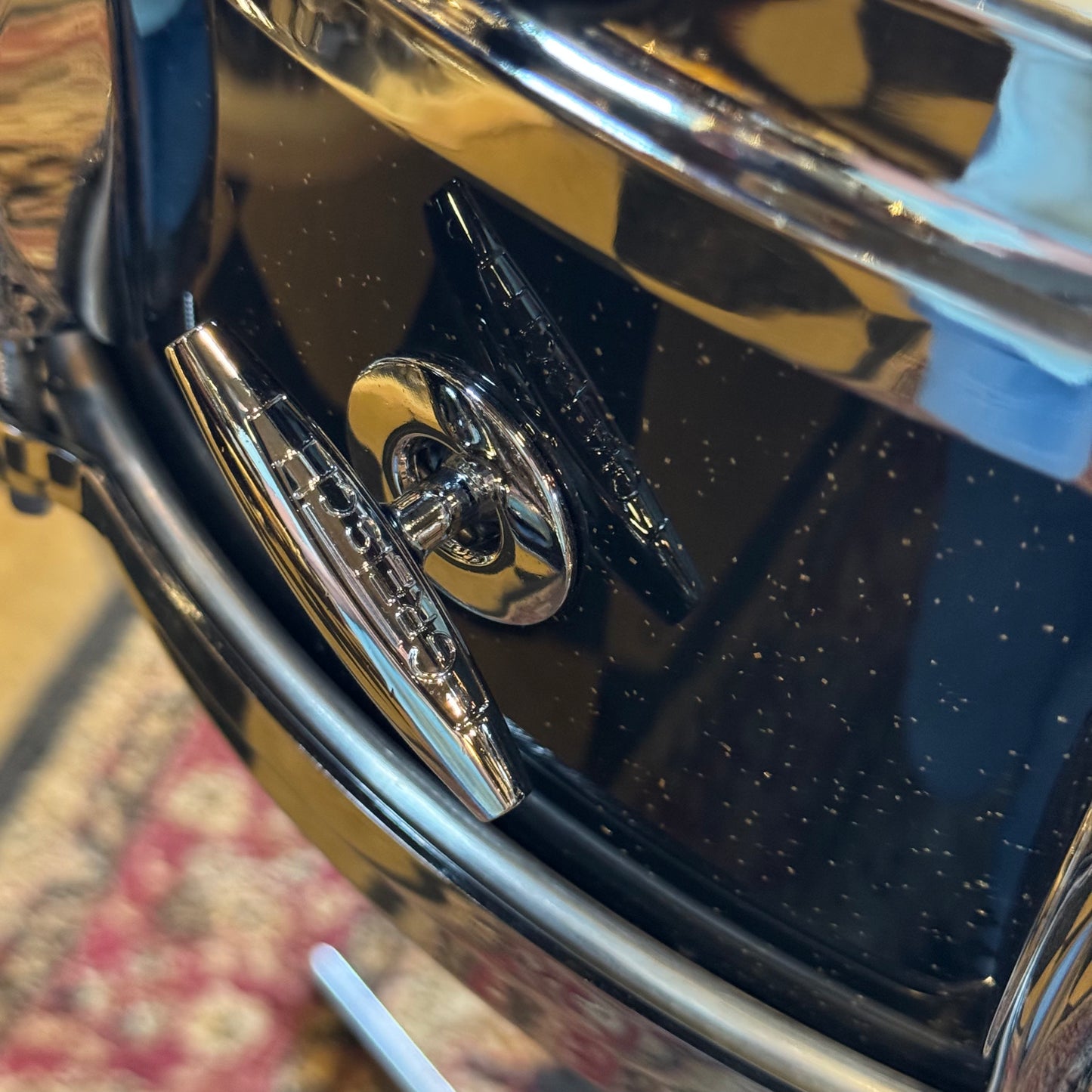 USED Gretsch Broadkaster in Anniversary Sparkle Custom Ordered w/ Die Cast Hoops, Vintage Build, and Satin Gold Bass Drum Hoops - 14x18, 8x12, 14x14, 5x14