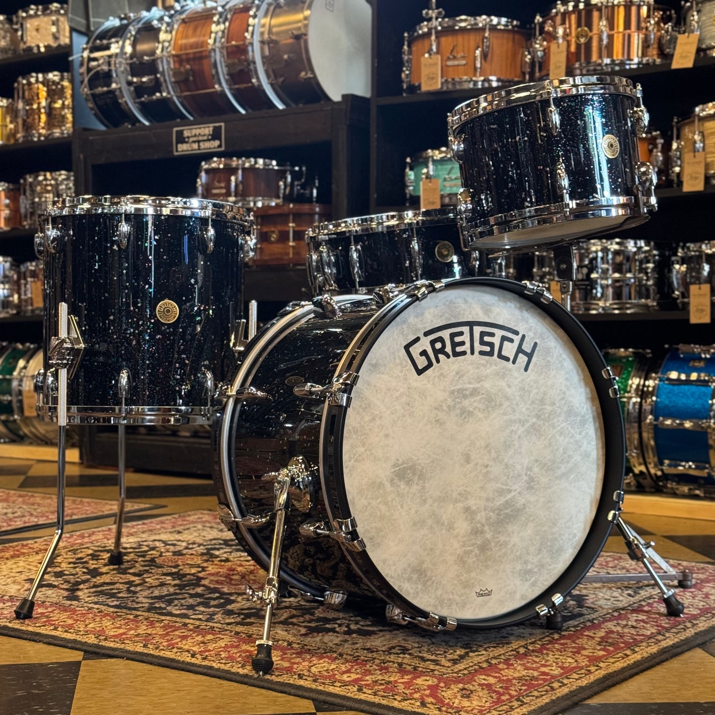 USED Gretsch USA Custom in Mardi Gras - 14x20, 8x12, 14x14, 5.5x14