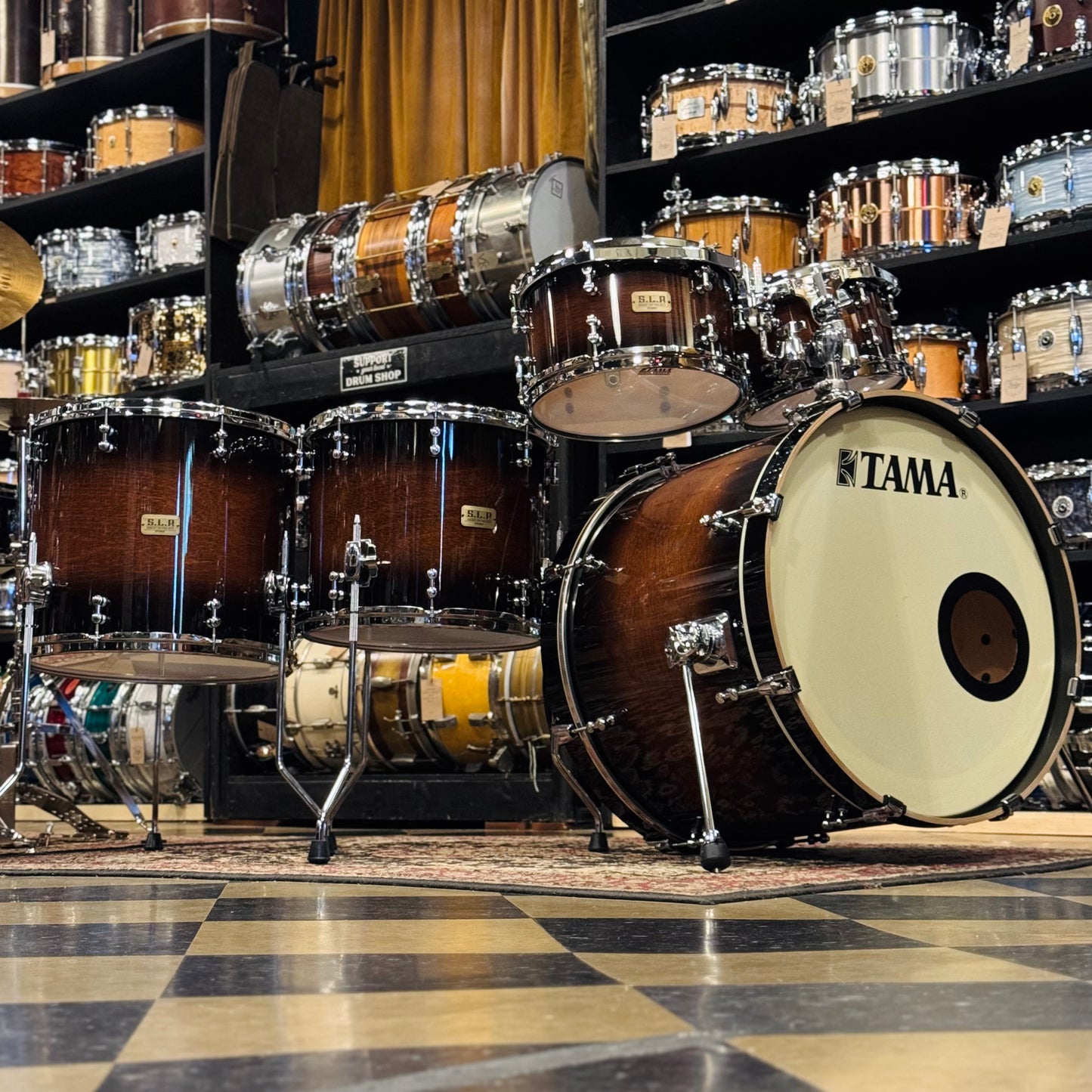 USED Tama SLP Dynamic Kapur Drum Set in Gloss Kapur Burst - 16x22, 6.5x10, 7x12, 12x14, 14x16