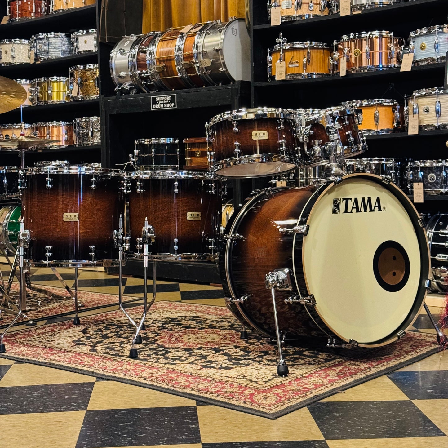 USED Tama SLP Dynamic Kapur Drum Set in Gloss Kapur Burst - 16x22, 6.5x10, 7x12, 12x14, 14x16