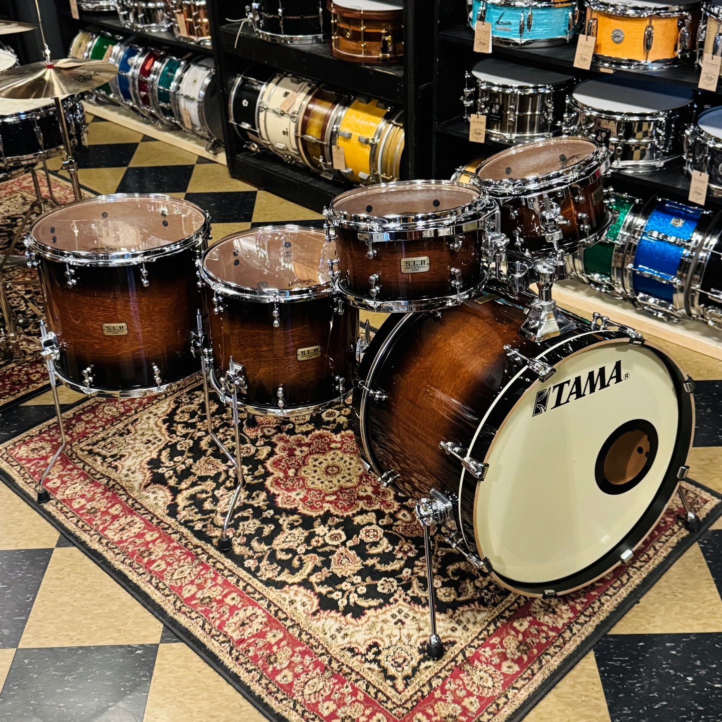 USED Tama SLP Dynamic Kapur Drum Set in Gloss Kapur Burst - 16x22, 6.5x10, 7x12, 12x14, 14x16