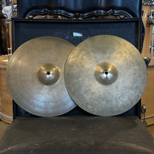 VINTAGE 1970's A. ZIldjian 14" Hollow Logo New Beat Hi-Hats - 788/1422g